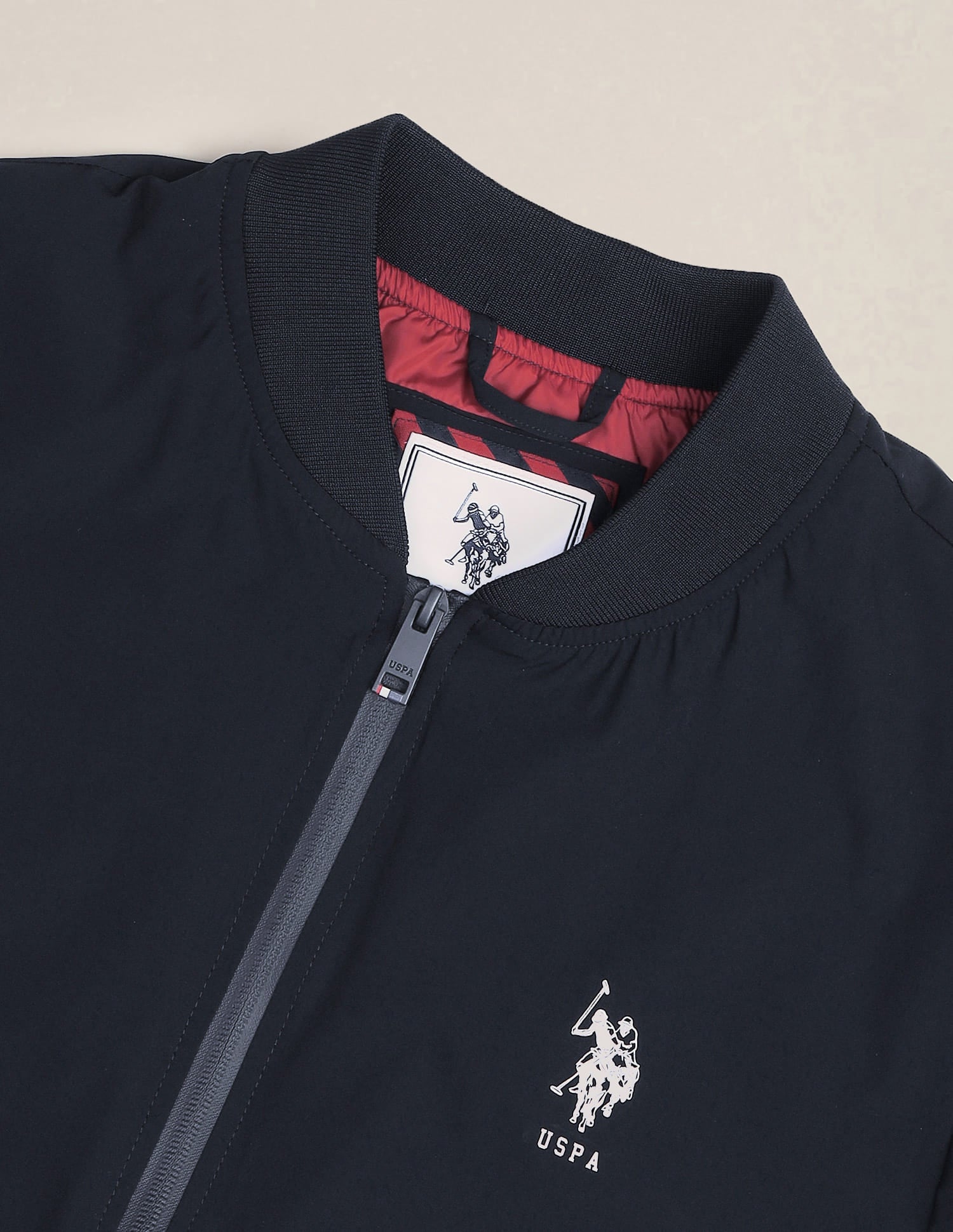 Solid Stand Collar Bomber Jacket Navy - U.S. Polo Assn. India | Large
