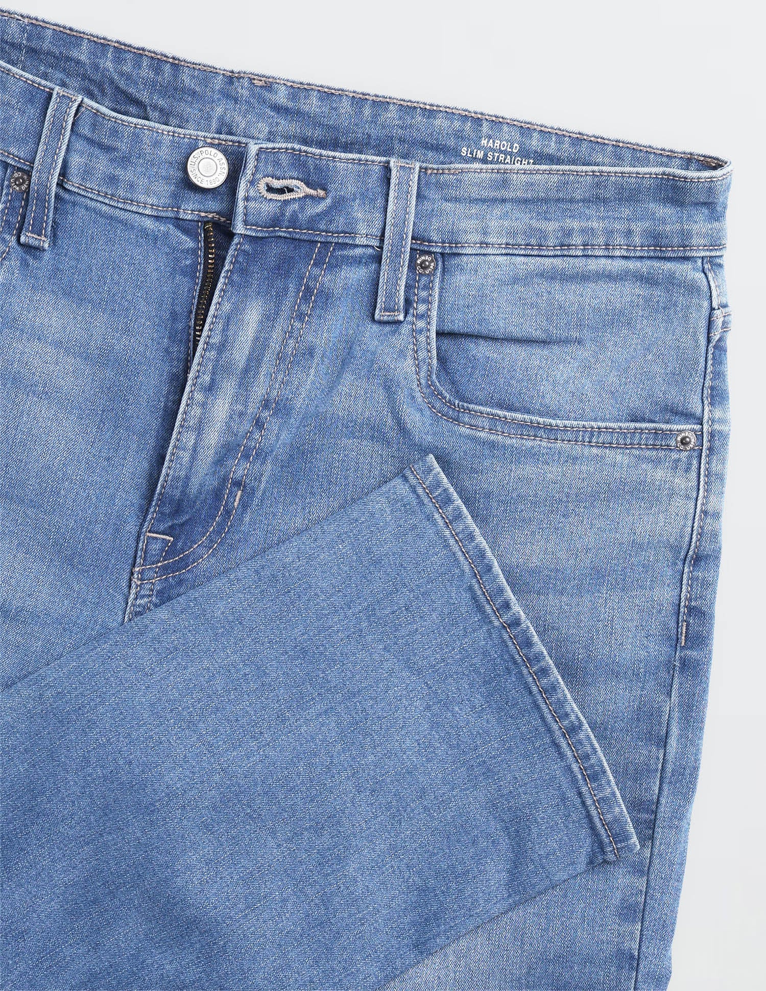 Harold Slim Straight Fit Blue Jeans Light Indigo - U.S. Polo Assn. India | Large