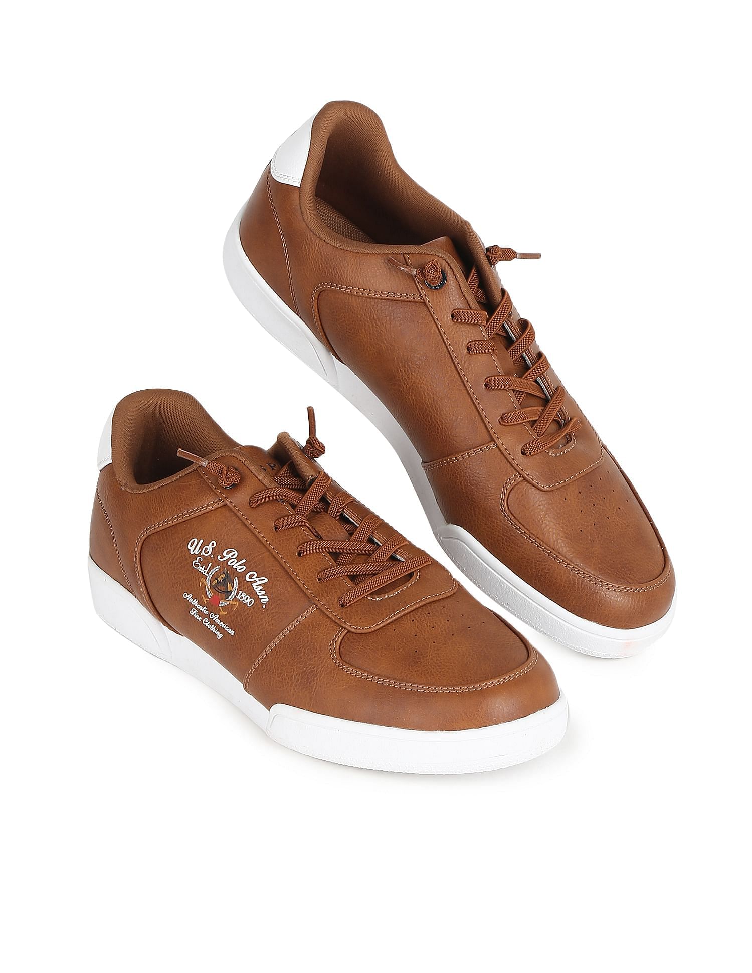 Round Toe Textured Liguory Sneakers Tan - U.S. POLO ASSN. | Large