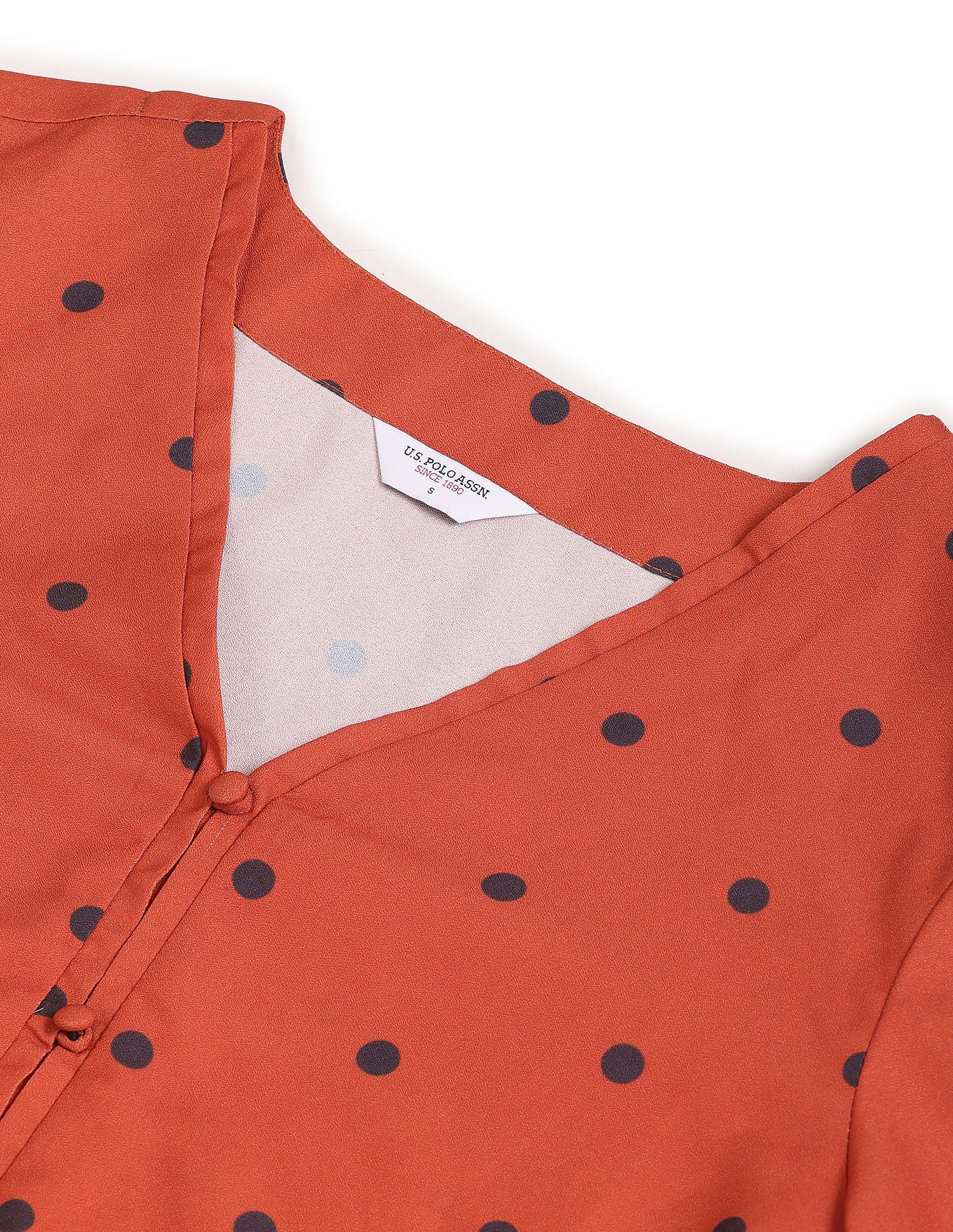 V-Neck Polka Dot Top Rust - U.S. Polo Assn. India | Large