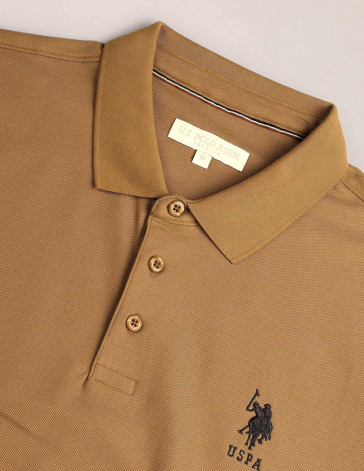 Solid Slim Fit Polo Shirt Mustard - U.S. Polo Assn. India | Large