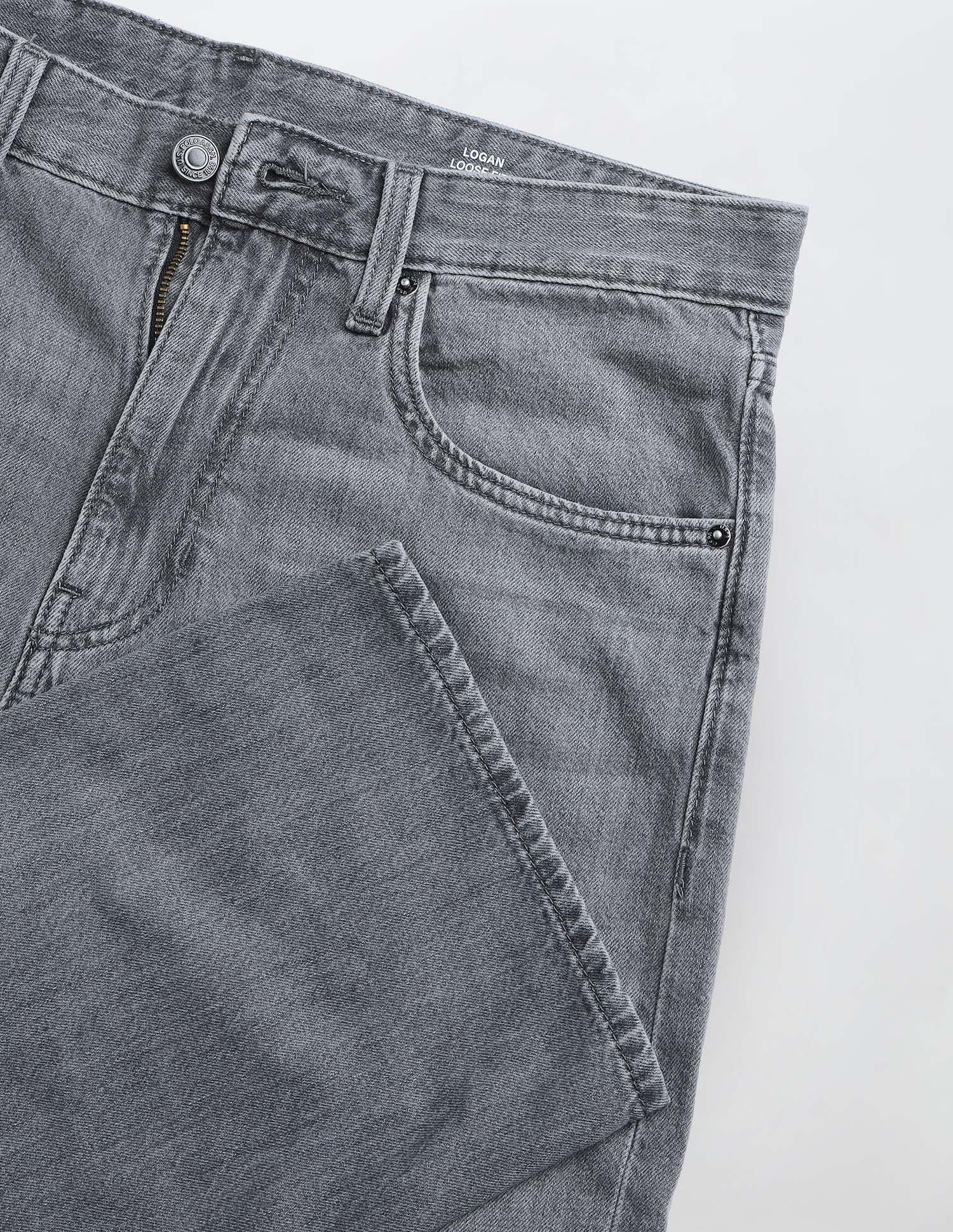 Logan Loose Straight Fit Grey Jeans Washed Grey - U.S. Polo Assn. India | Large