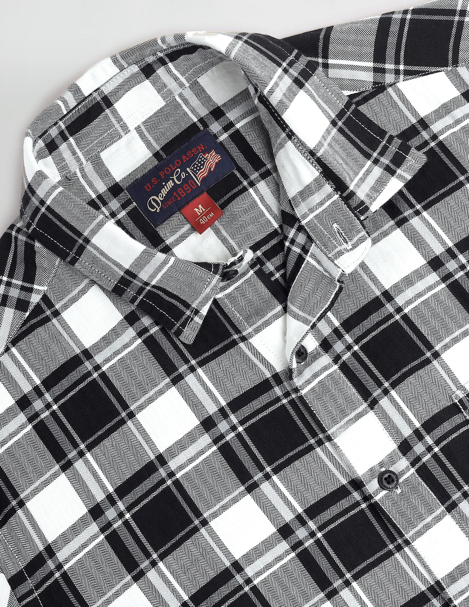 Tartan Check Herringbone Shirt Black - U.S. Polo Assn. India | Large