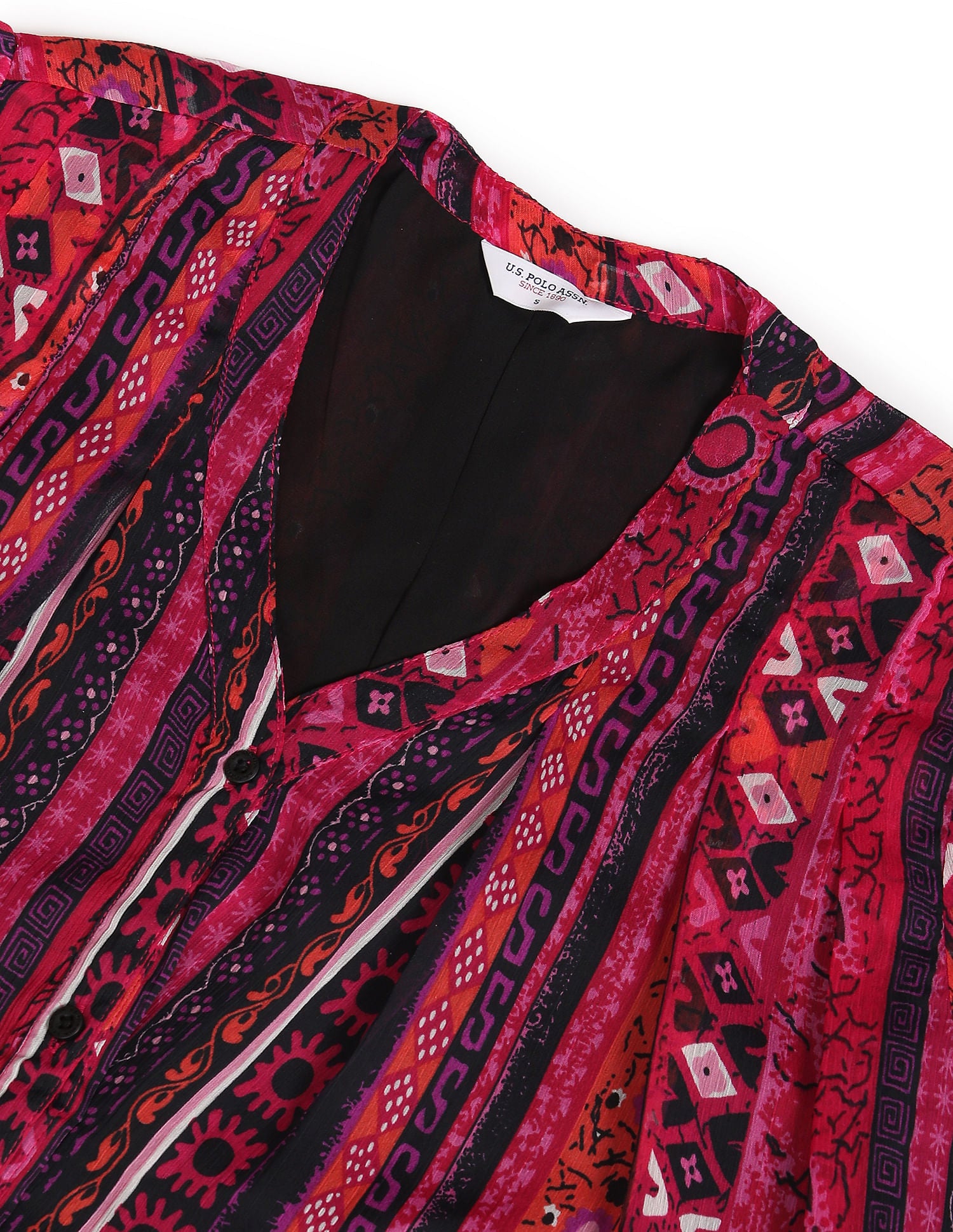 V-Neck Graphic Print Top Fuschia - U.S. POLO ASSN. | Large