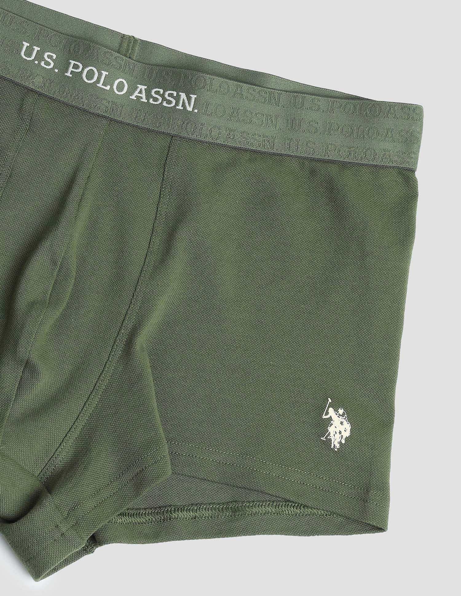 Anti Microbial Solid ET006 Trunks - Pack of 1 Olive - U.S. POLO ASSN. | Large