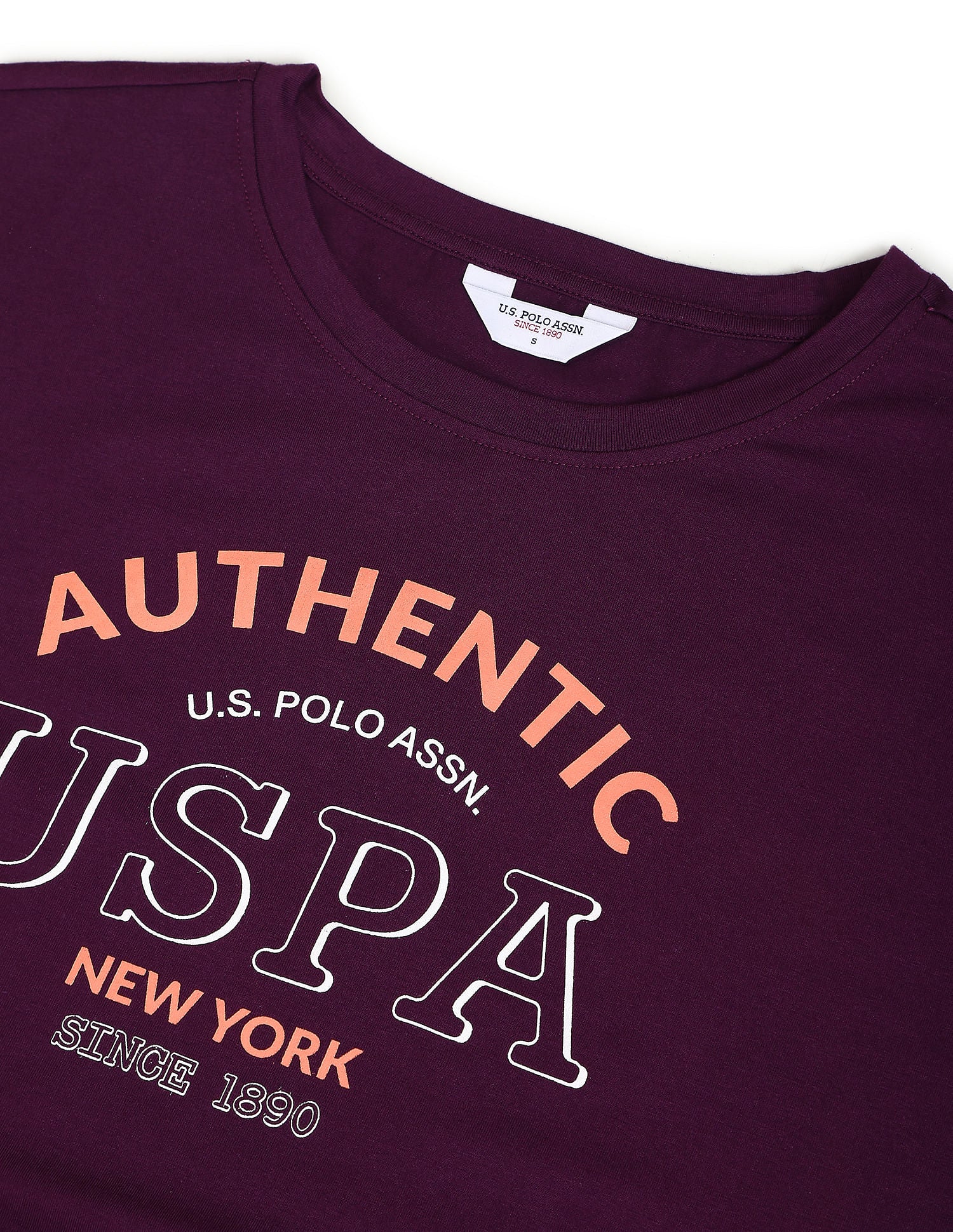 Crew Neck Typographic Print T-Shirt Purple - U.S. POLO ASSN. | Large