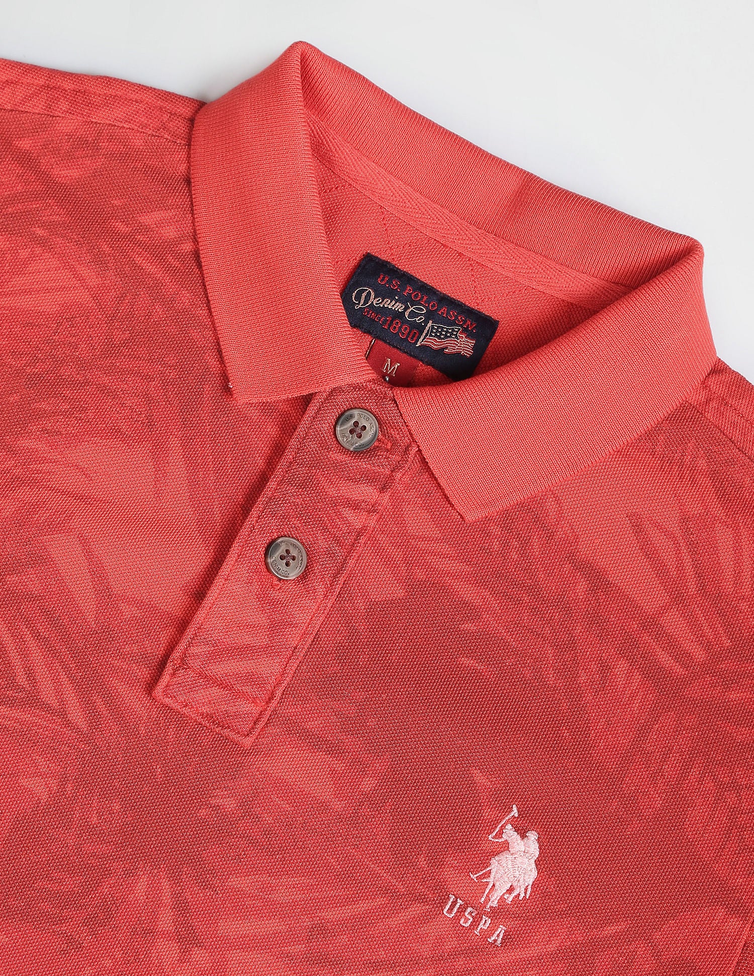 Abstract Print Cotton Polo Shirt Red - U.S. POLO ASSN. | Large