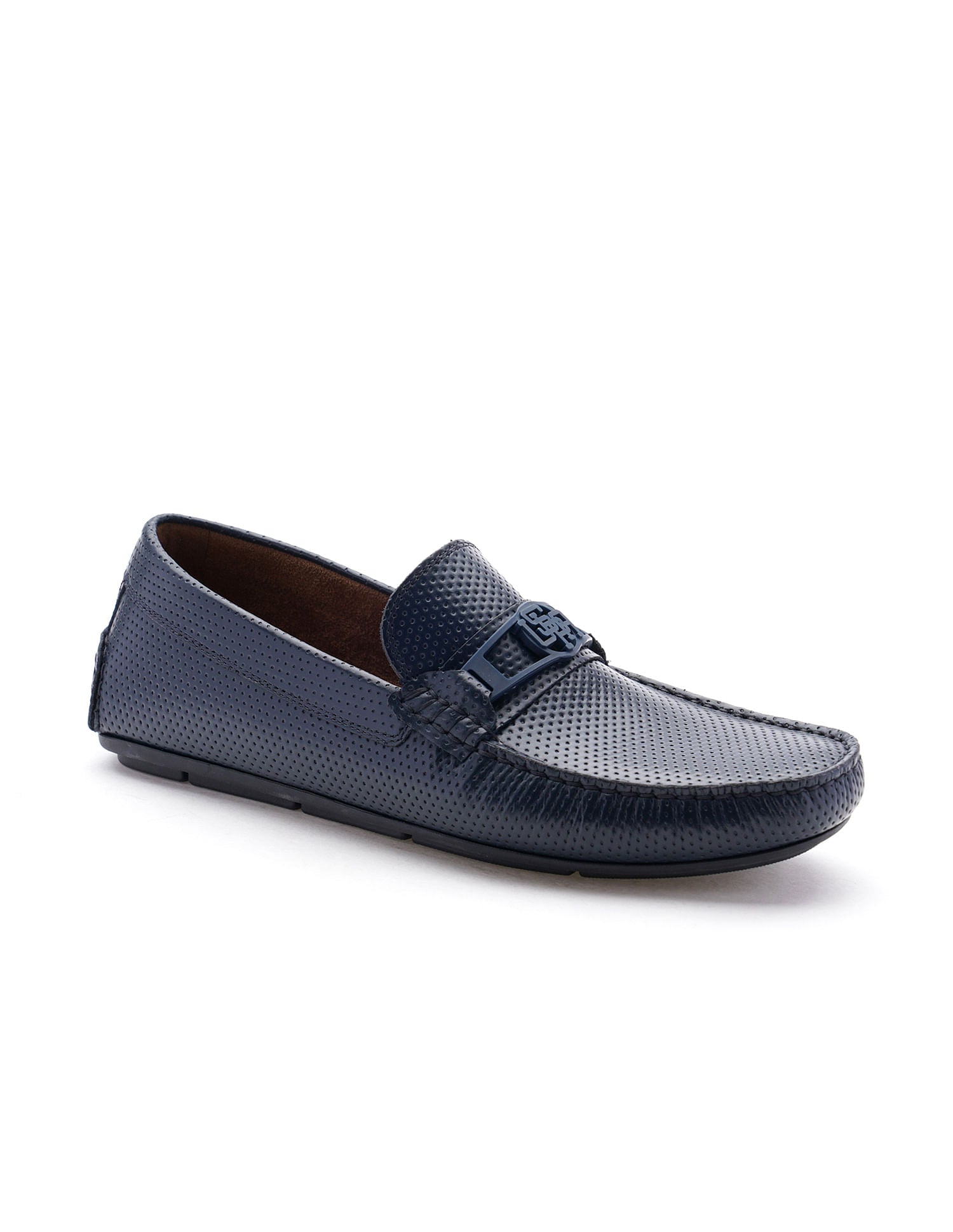 Men Perforated Leather Merren Loafers Navy - U.S. Polo Assn. India | Large