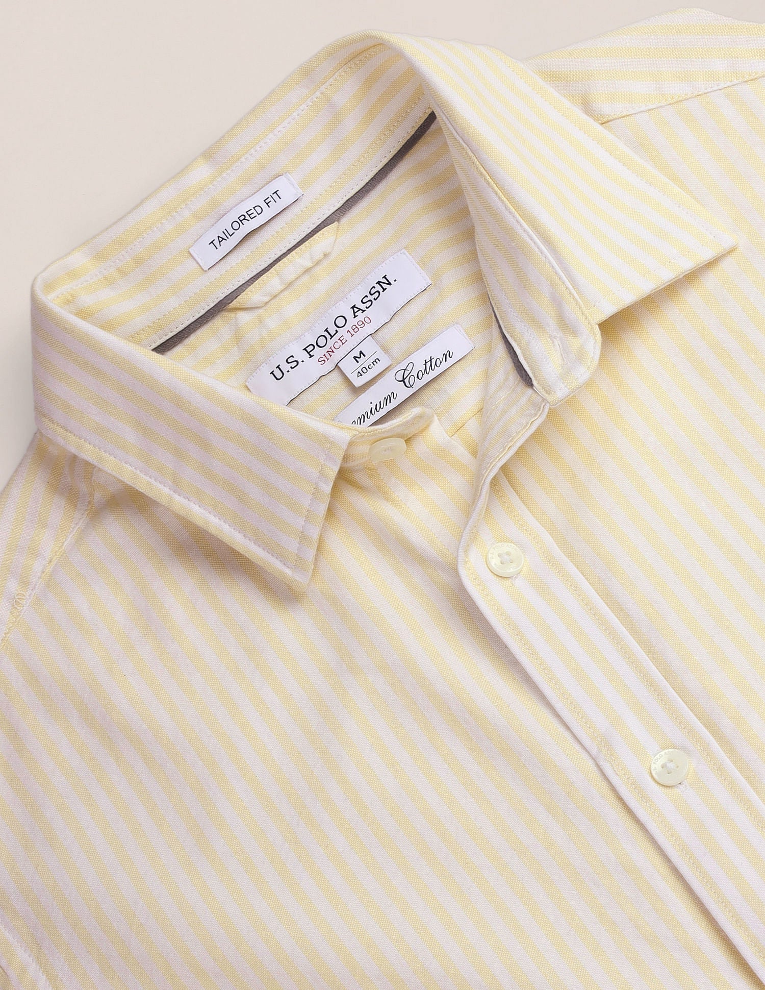 Vertical Stripe Tailored Fit Shirt Yellow - U.S. Polo Assn. India | Large