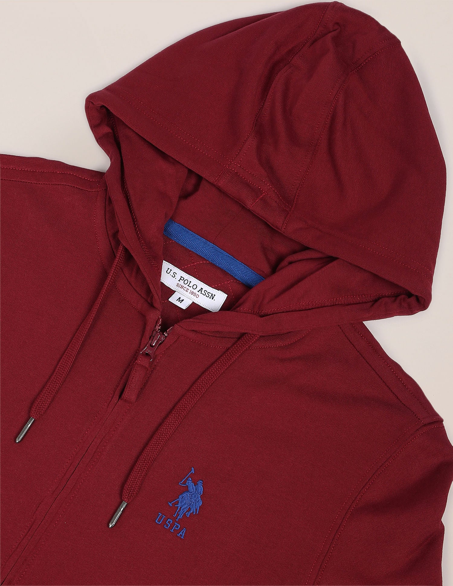 Solid Hooded Sweatshirt Dark Red - U.S. Polo Assn. India | Large