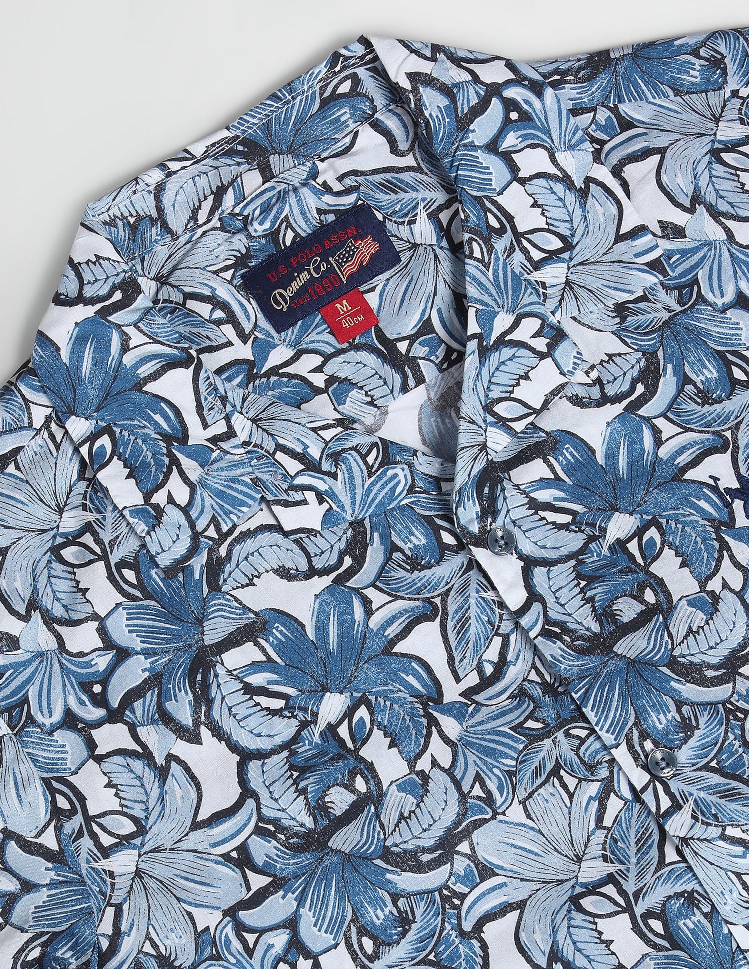 Floral Print Cotton Shirt Blue - U.S. Polo Assn. India | Large
