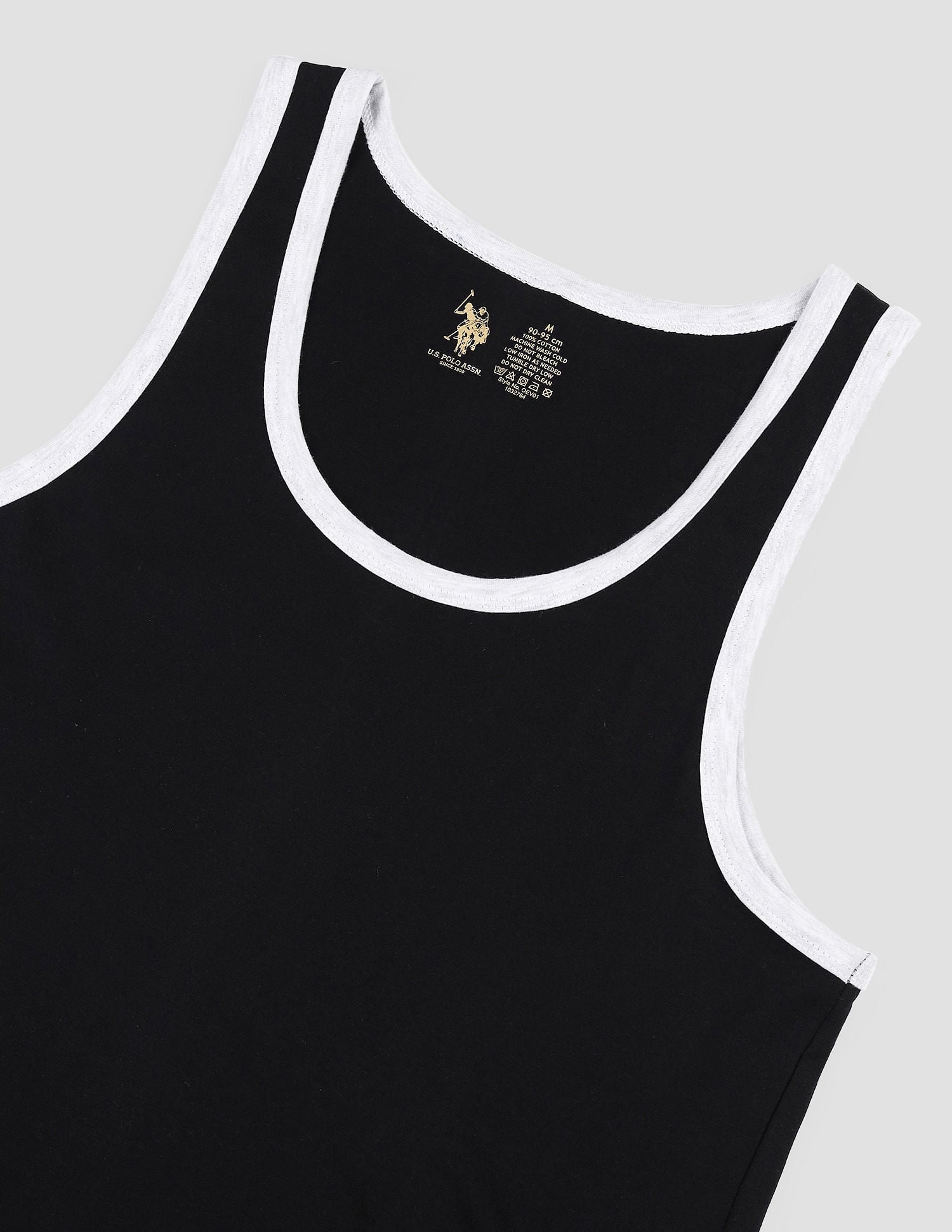 Contrast Binding Cotton OEV01 Vest - Pack Of 1 Black - U.S. POLO ASSN. | Large