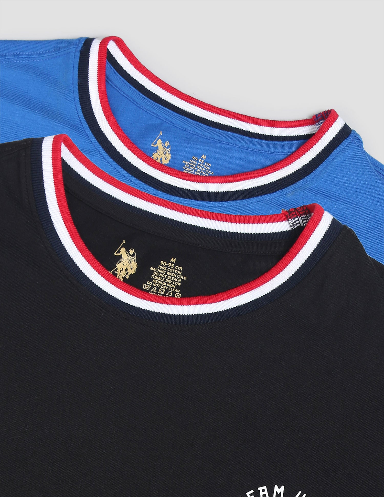 Striped Neck Cotton OEE01 Lounge T-Shirt - Pack Of 2 Methyl Blue and Black - U.S. POLO ASSN. | Large