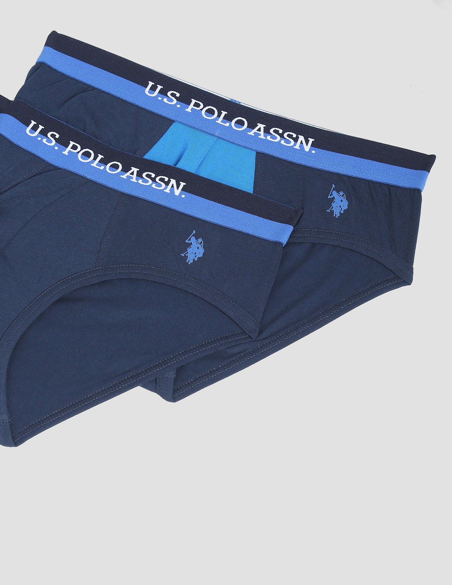Elasticized Waist OEB02 Briefs - Pack Of 2 Navy and Blue - U.S. POLO ASSN. | Large