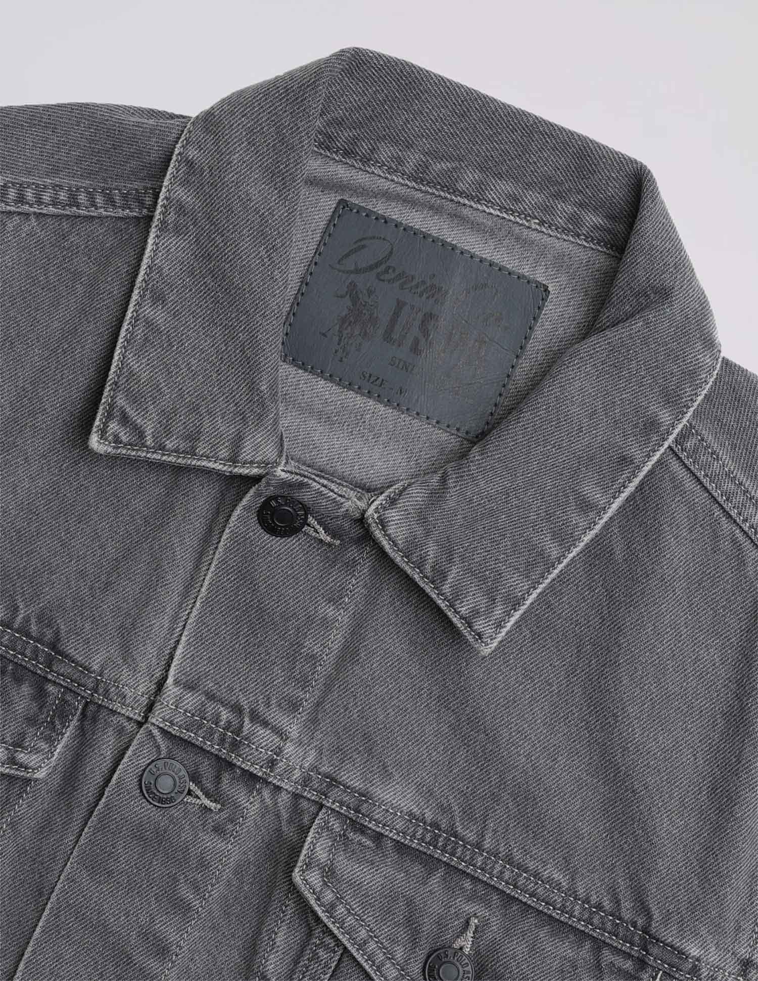 Pure Cotton Regular Fit Denim Jacket Grey - U.S. Polo Assn. India | Large