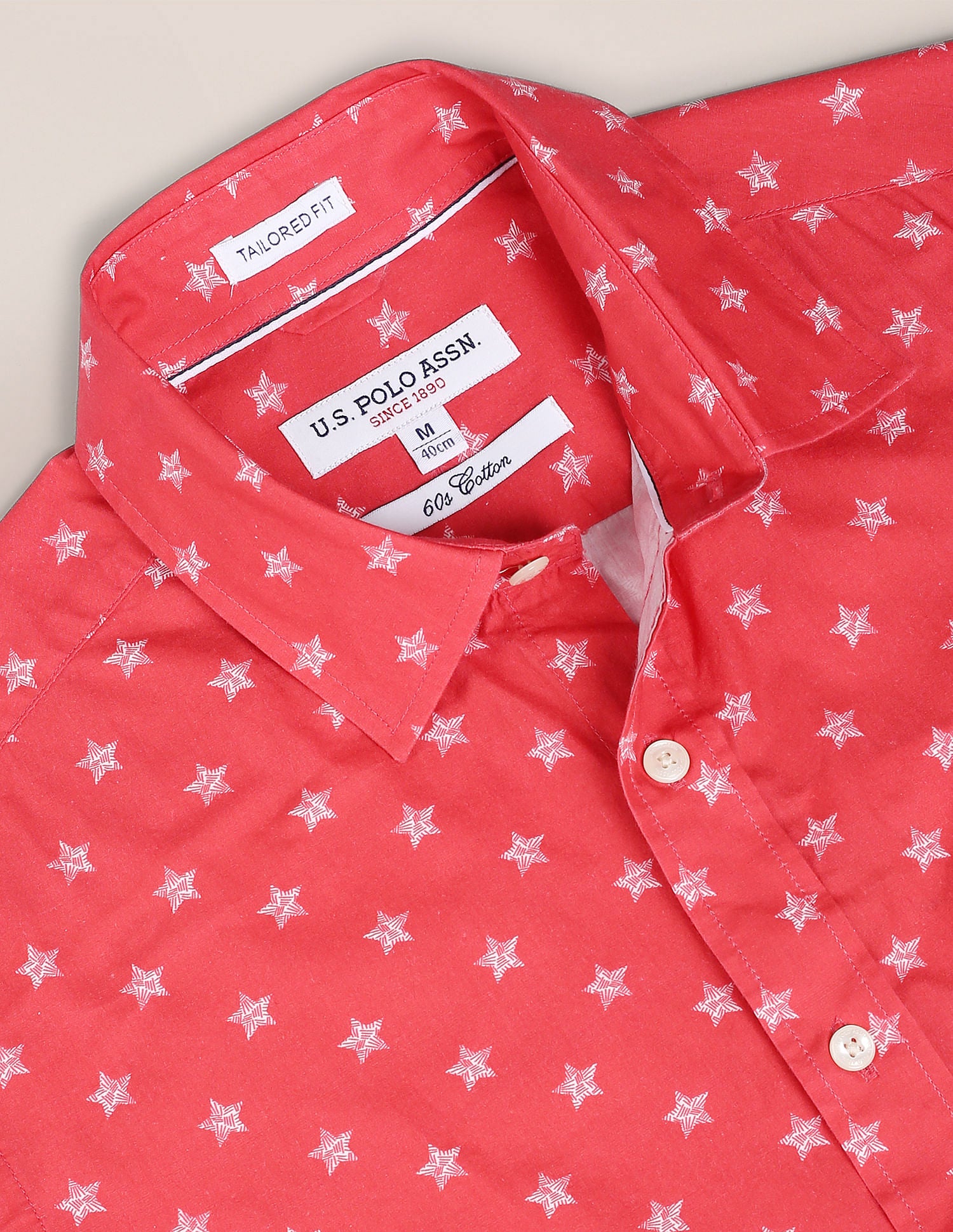 Printed Tailored Fit Shirt Red - U.S. Polo Assn. India | Large