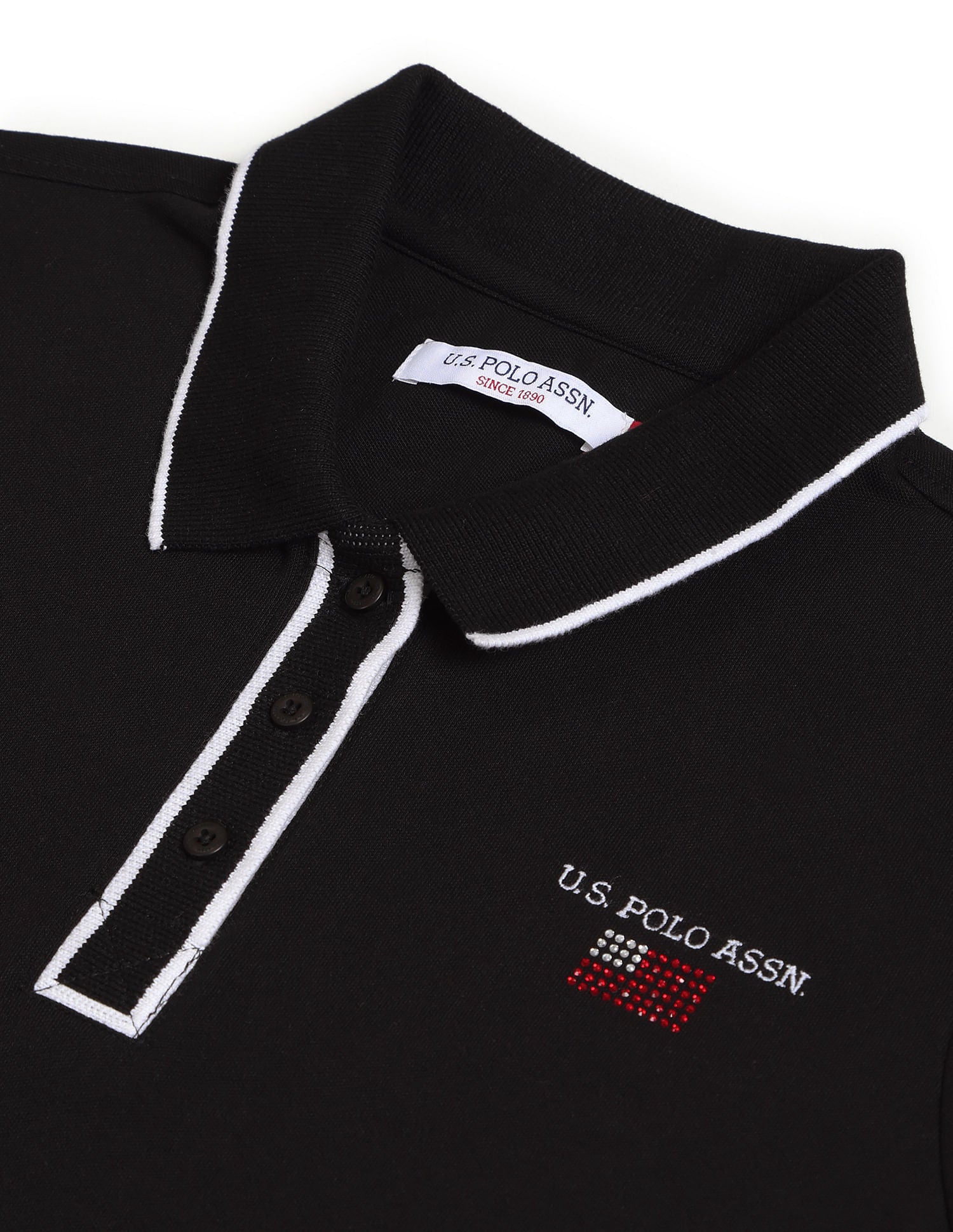 Tipped Collar Solid Polo Shirt Black - U.S. POLO ASSN. | Large
