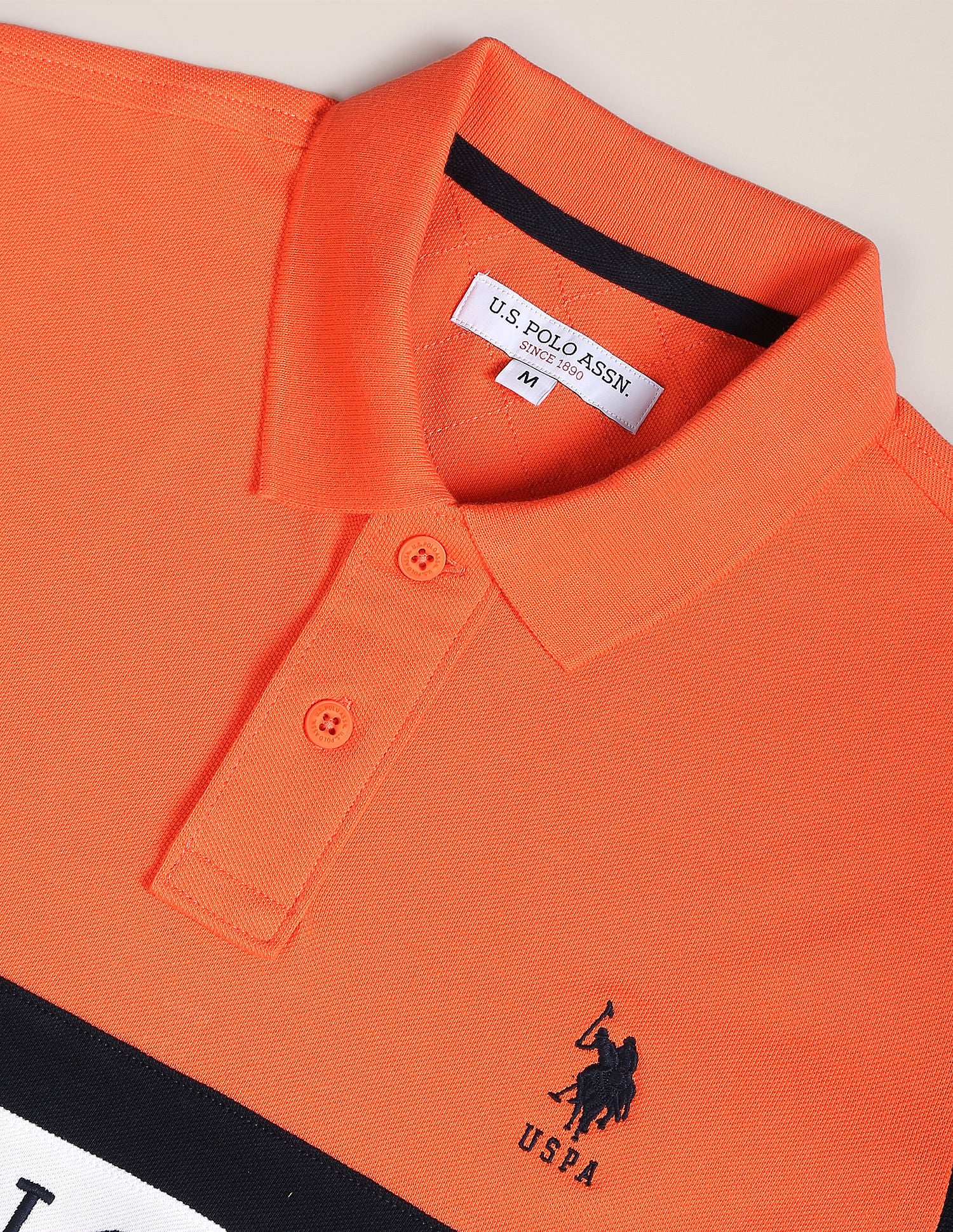 Brand Embroidered Cotton Polo Shirt Orange - U.S. POLO ASSN. | Large