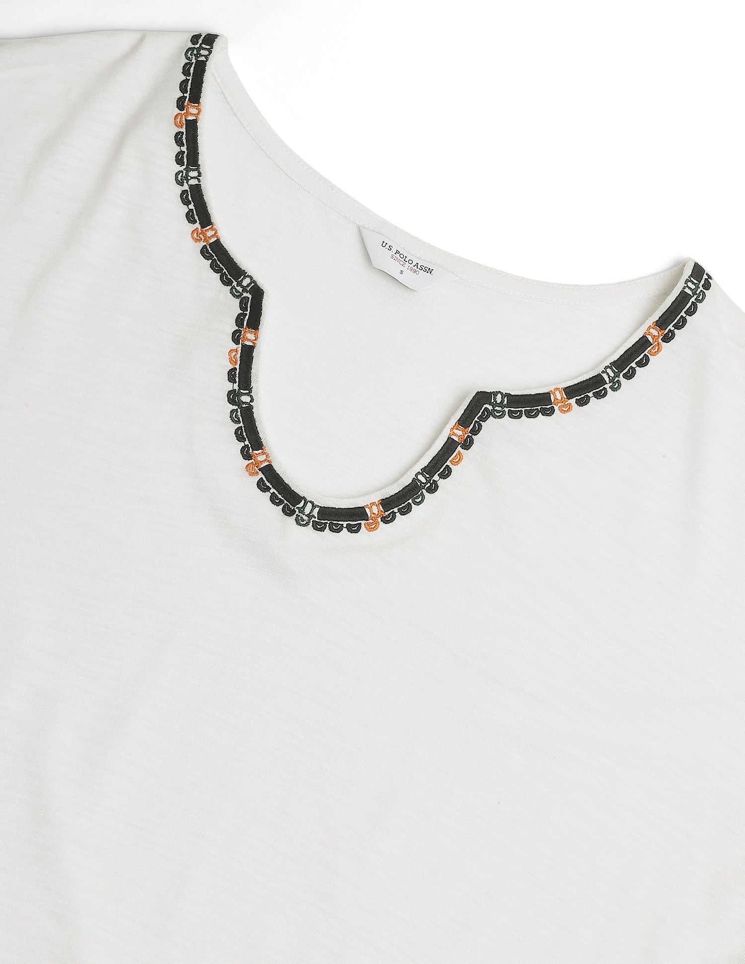 Embroidered Neck Cotton Slub T-Shirt White - U.S. POLO ASSN. | Large