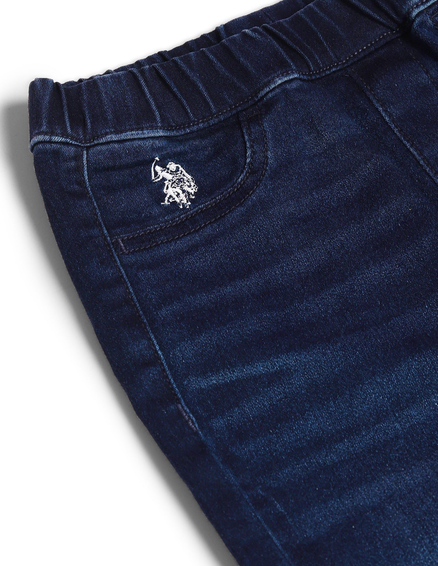 Girls Mid Rise Skinny Fit Jeans Dark Blue - U.S. POLO ASSN. | Large