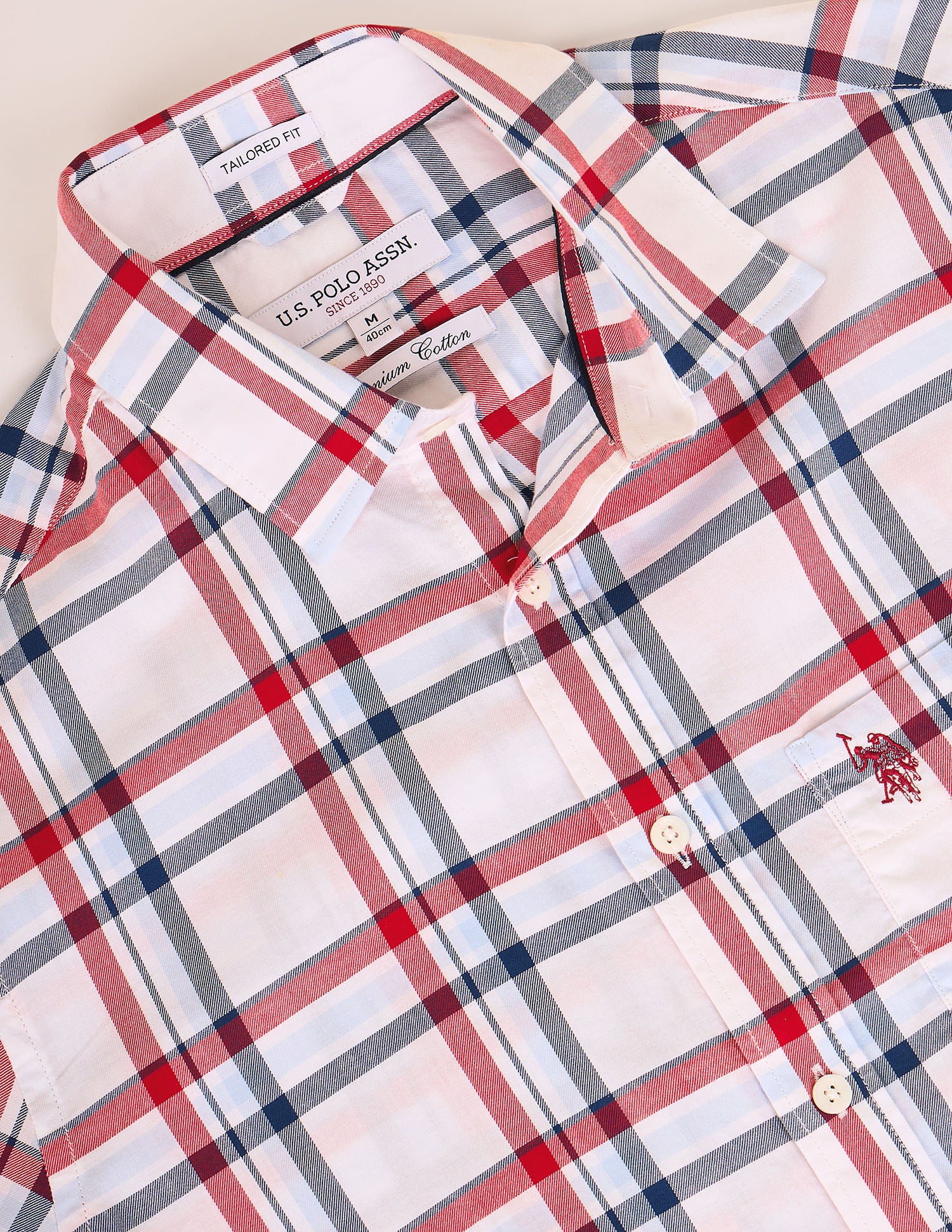 Tartan Check Twill Shirt White - U.S. POLO ASSN. | Large