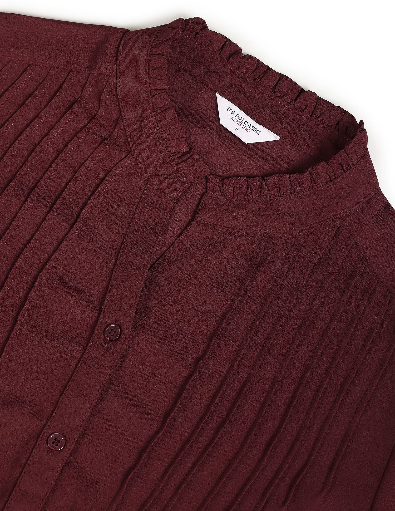 Mandarin Collar Long Sleeve Top Maroon - U.S. POLO ASSN. | Large