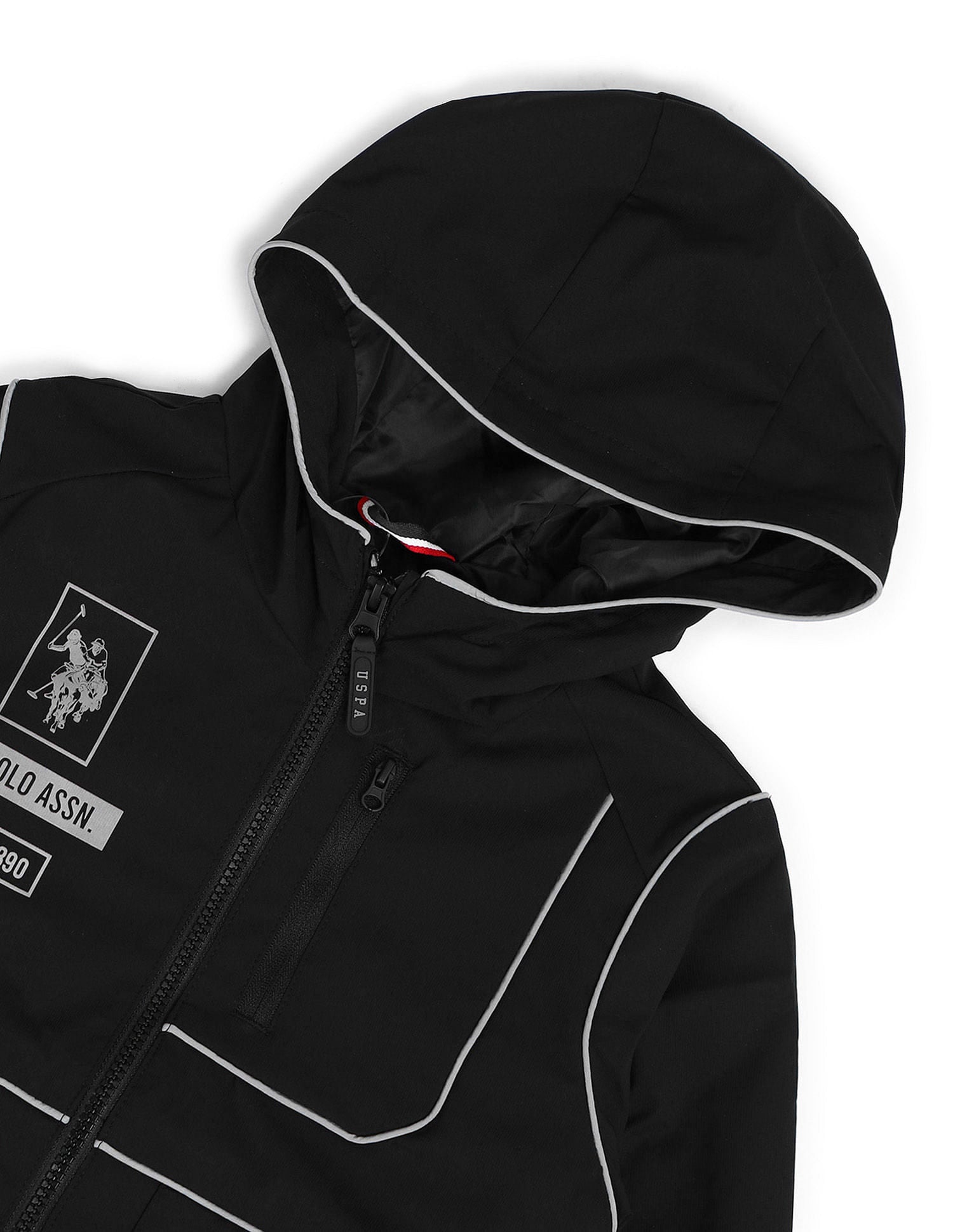 Boys Regular Fit Printed Casual Jacket Black - U.S. POLO ASSN. | Large