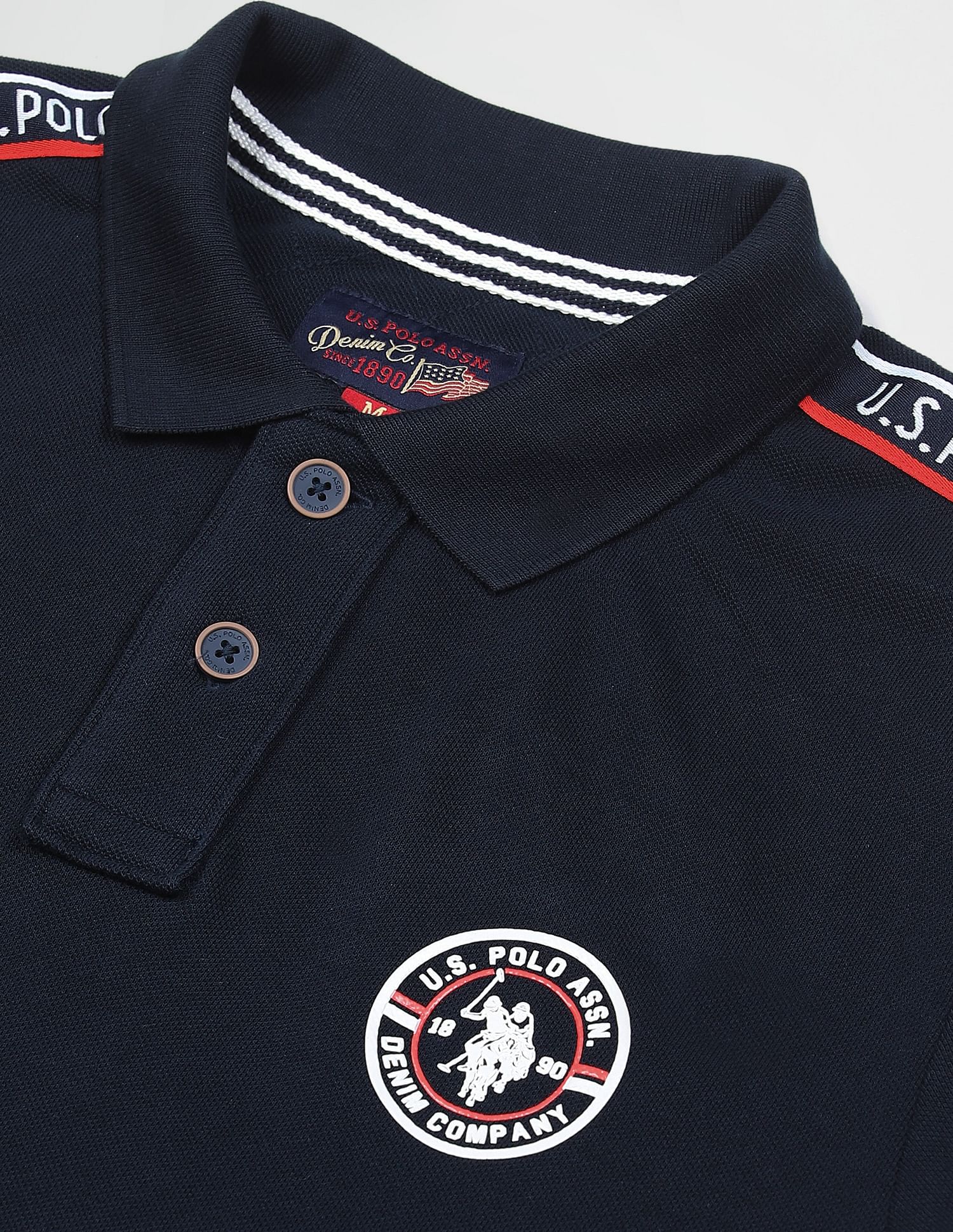 Pique Solid Cotton Polo Shirt Navy - U.S. Polo Assn. India | Large