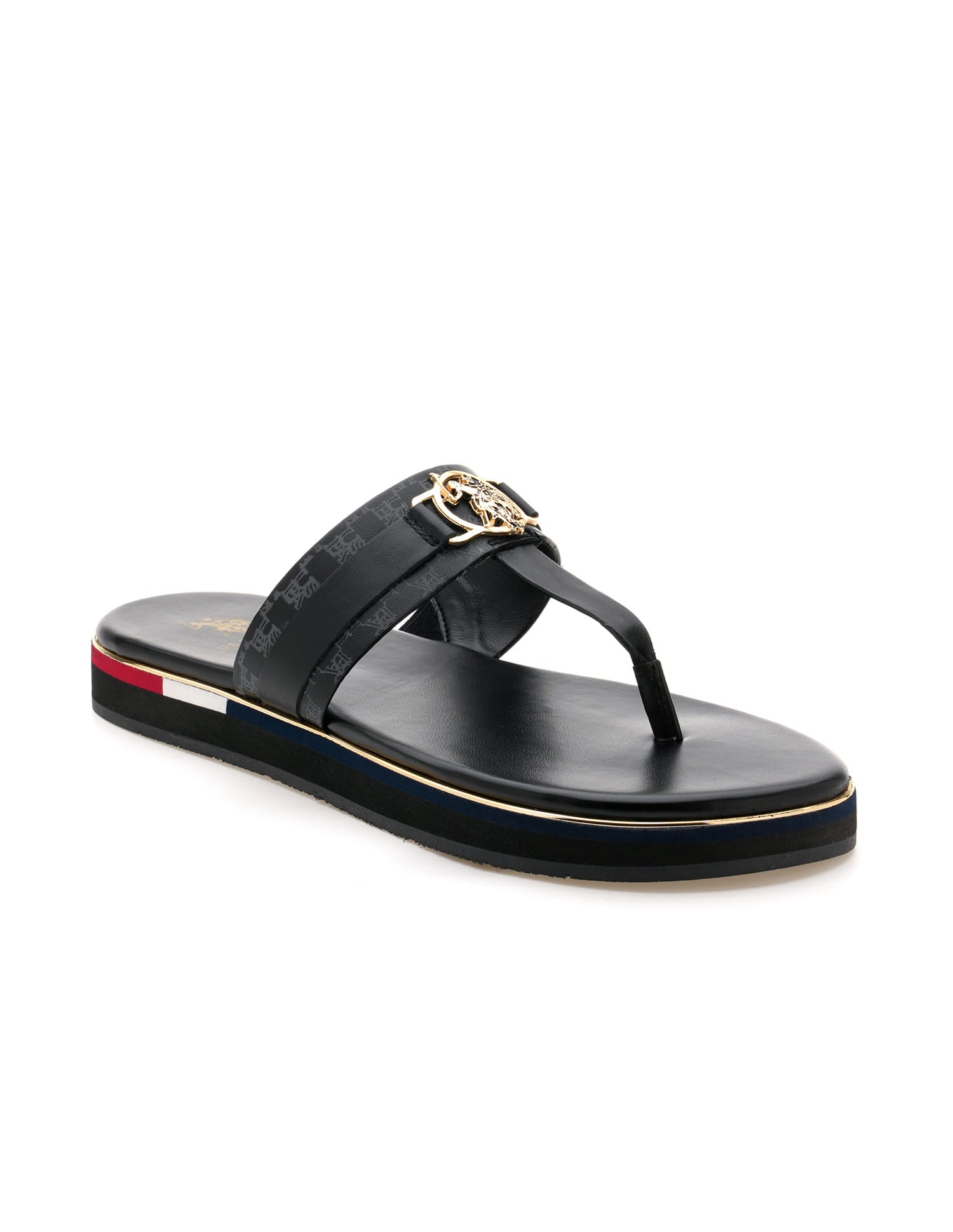 Women Abigail Flat Sandals Black - U.S. Polo Assn. India | Large