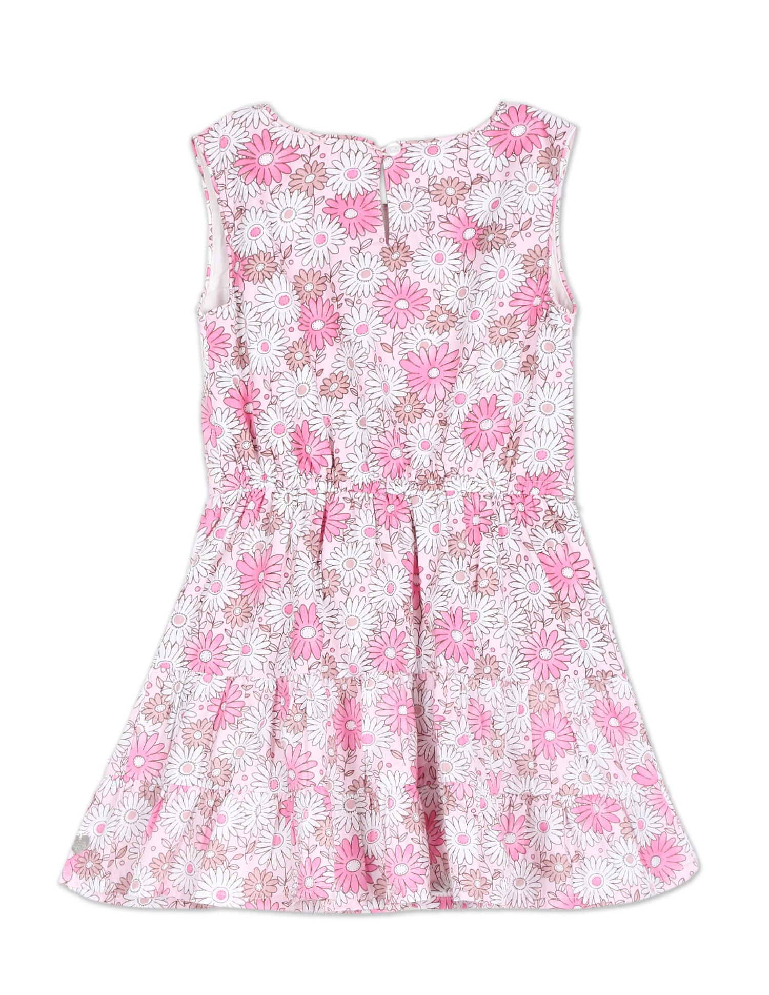 Girls Pink Floral Print Tiered Fit And Flare Dress Pink - U.S. POLO ASSN. | Large