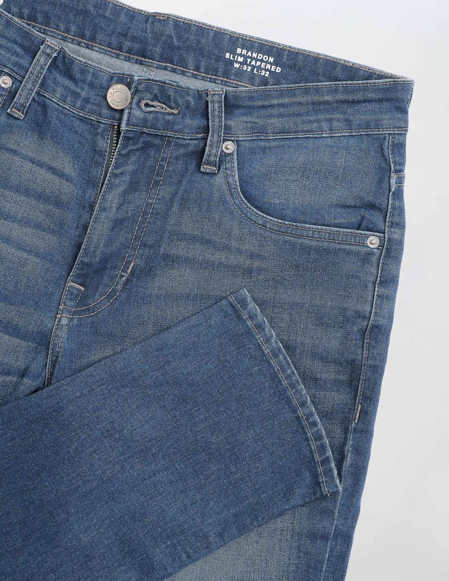 Brandon Slim Tapered Fit Stone Wash Jeans Blue - U.S. Polo Assn. India | Large