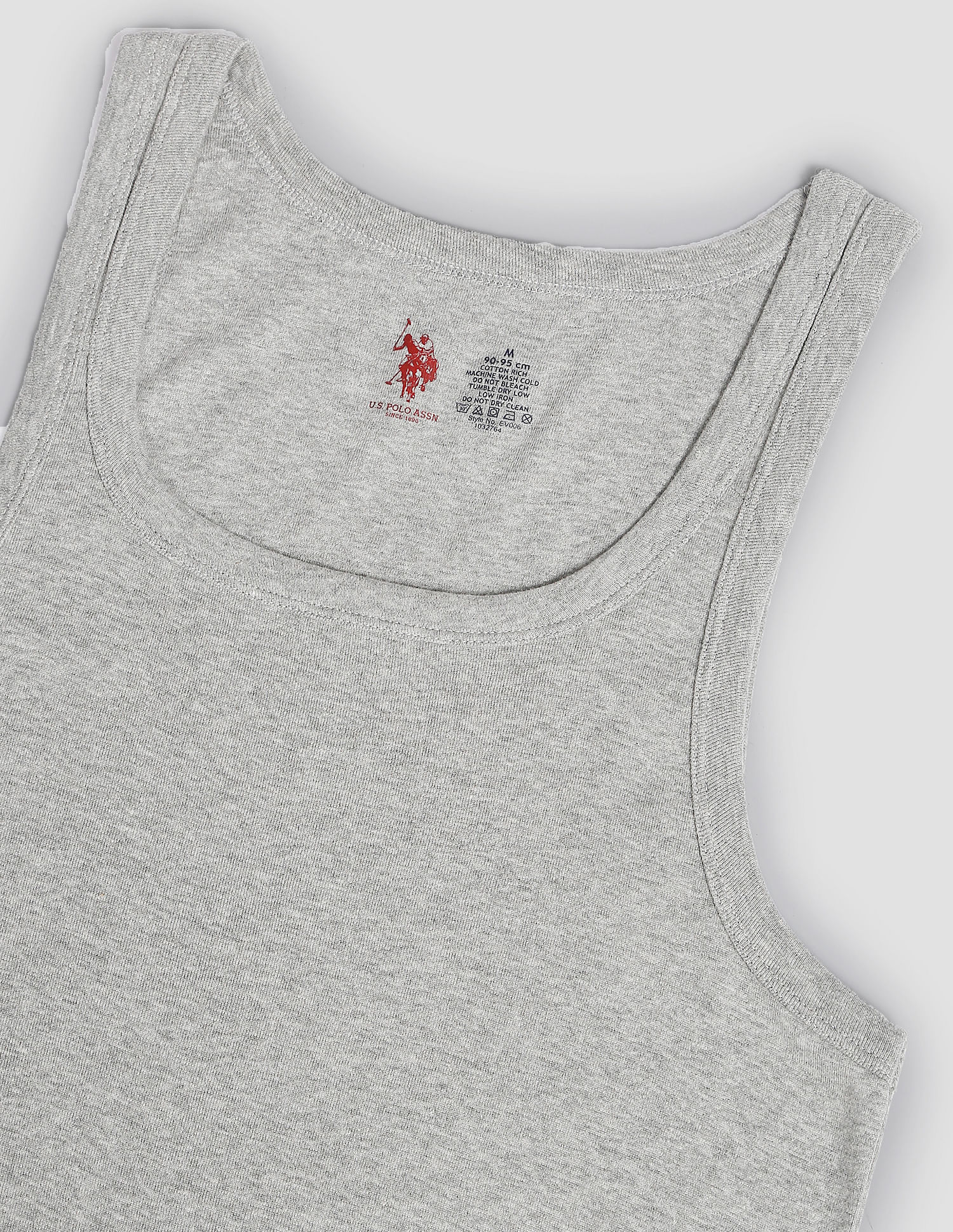 Pure Cotton Ribbed EV006 Vest - Pack Of 1 Grey - U.S. POLO ASSN. | Large