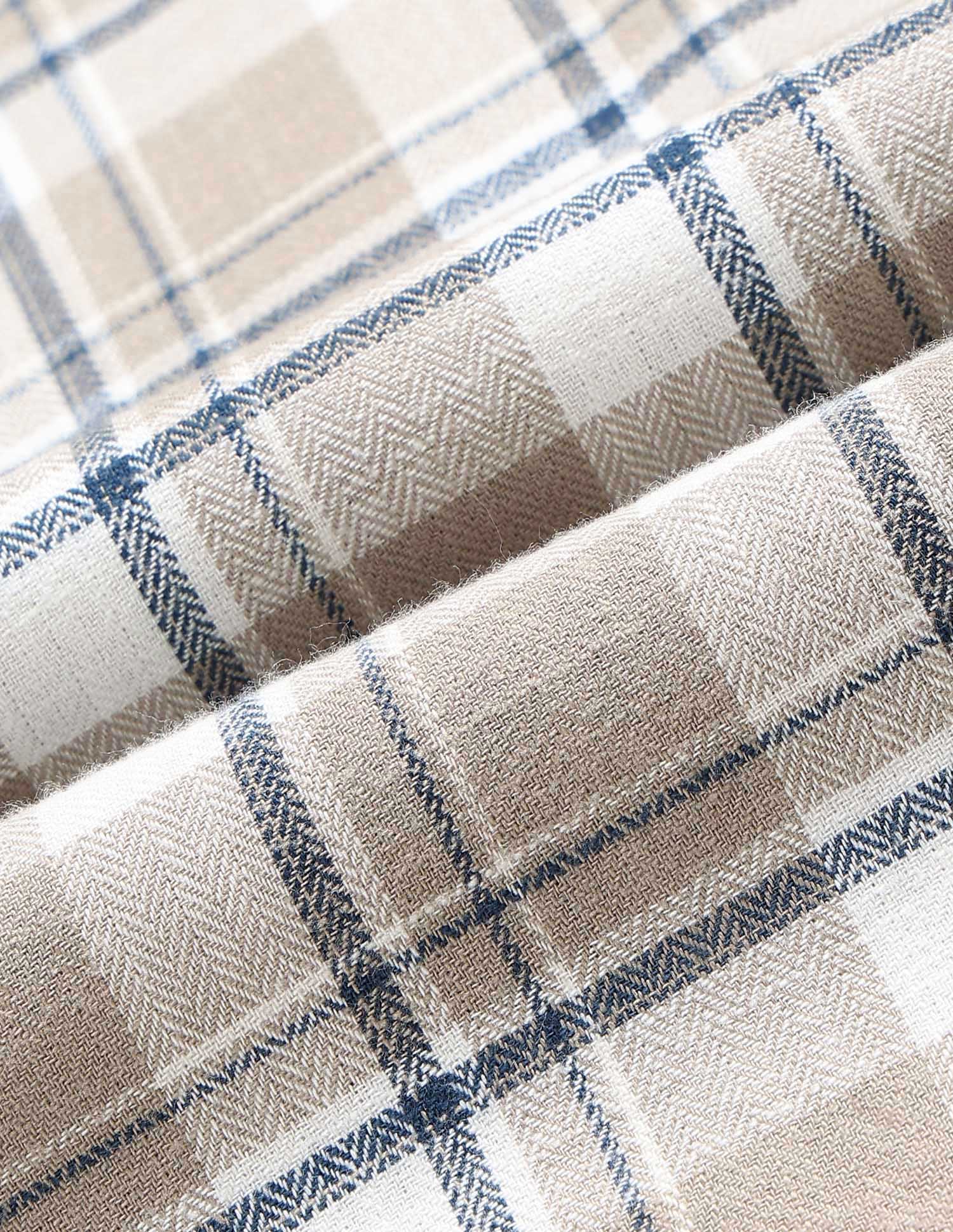 Tartan Checked Herringbone Shirt Khaki - U.S. POLO ASSN. | Large