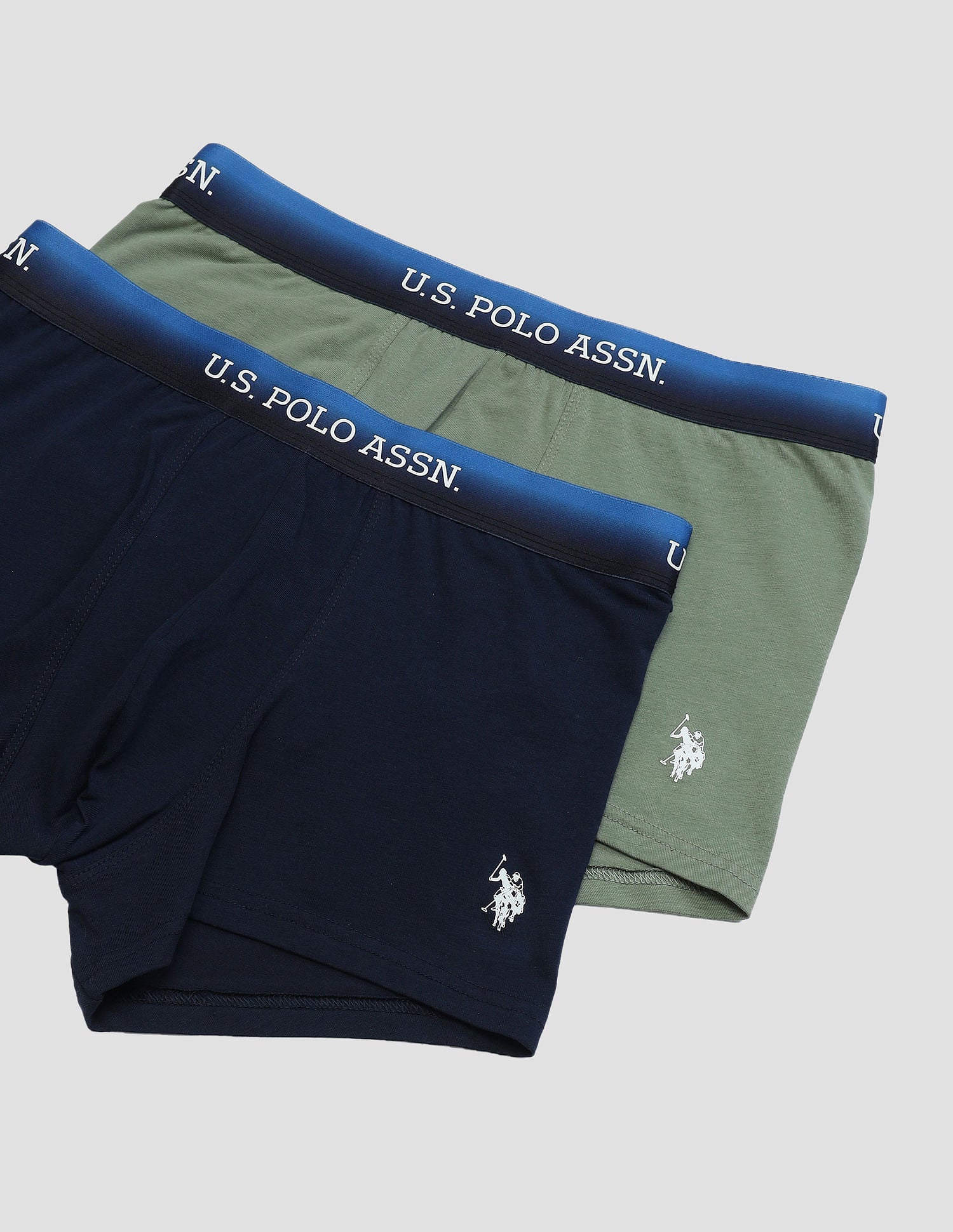 Ombre Waistband Solid OET05 Trunks - Pack Of 2 Green and Navy - U.S. POLO ASSN. | Large