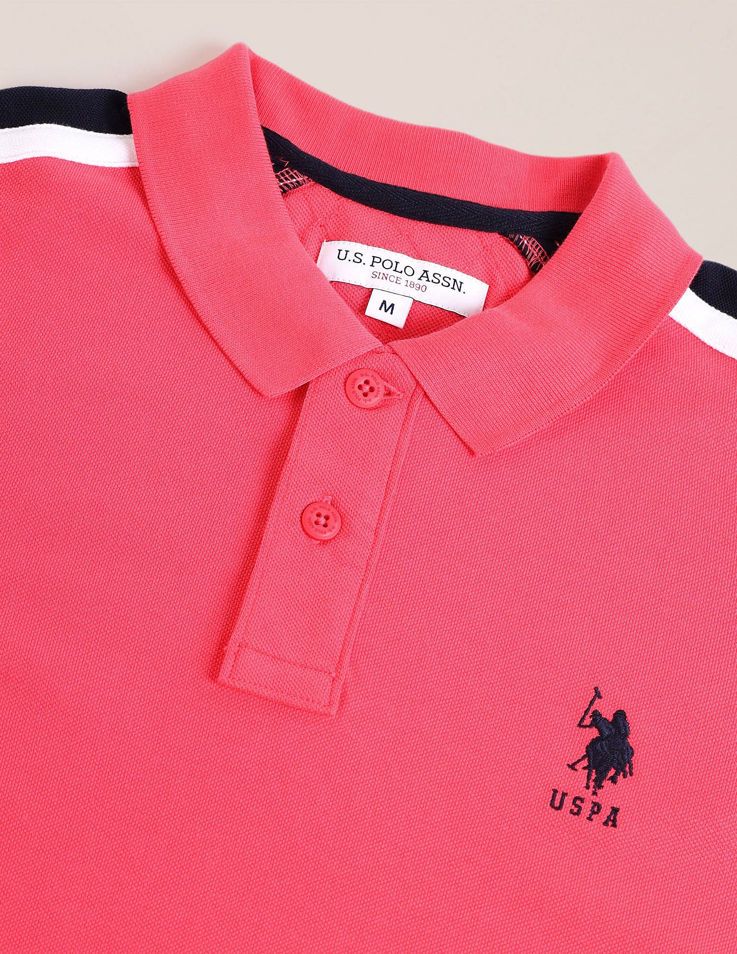 Colour Block Slim Fit Polo Shirt Pink - U.S. Polo Assn. India | Large