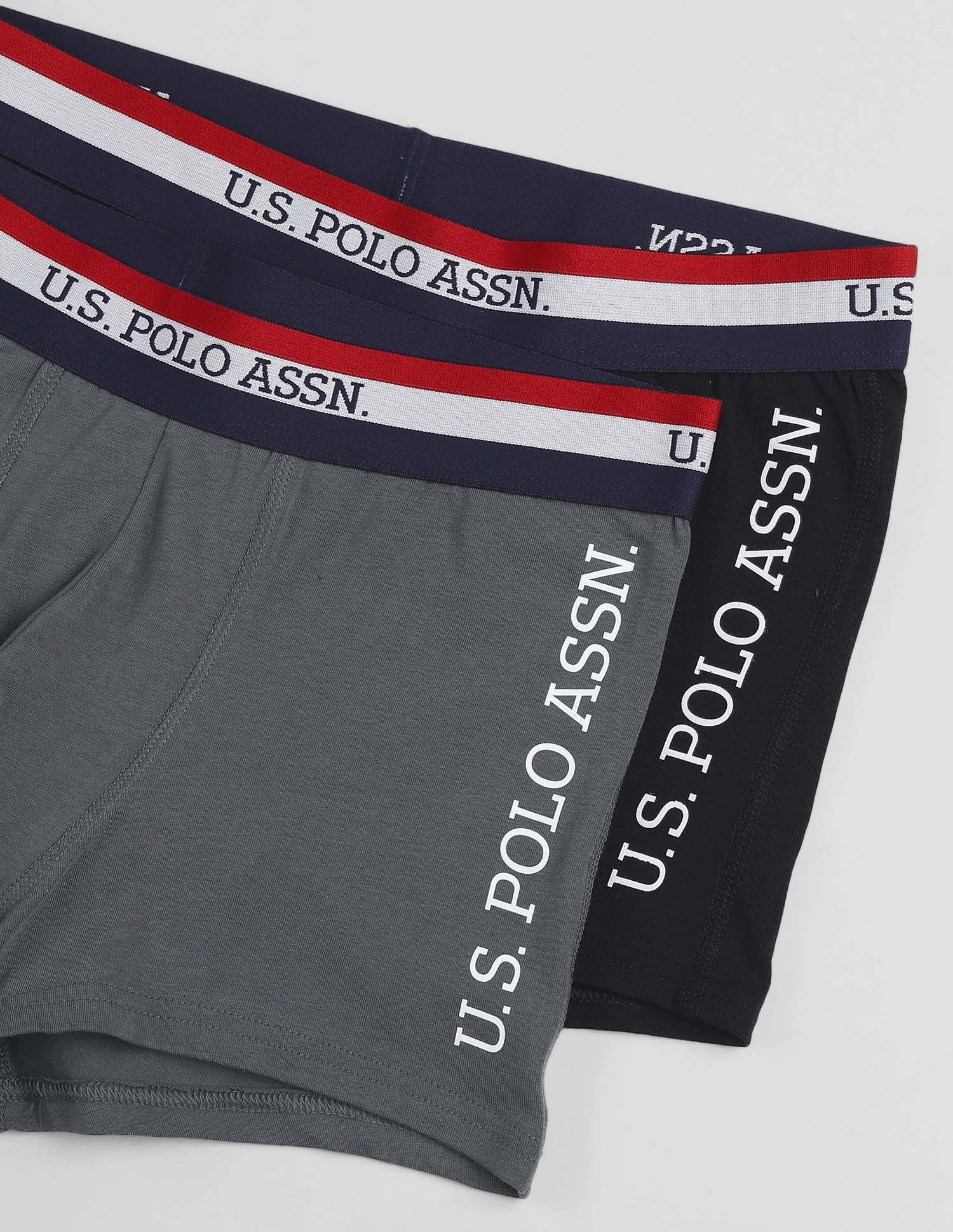 Solid Antibacterial ET002 Trunks - Pack Of 2 Iron Gate and Black - U.S. POLO ASSN. | Large