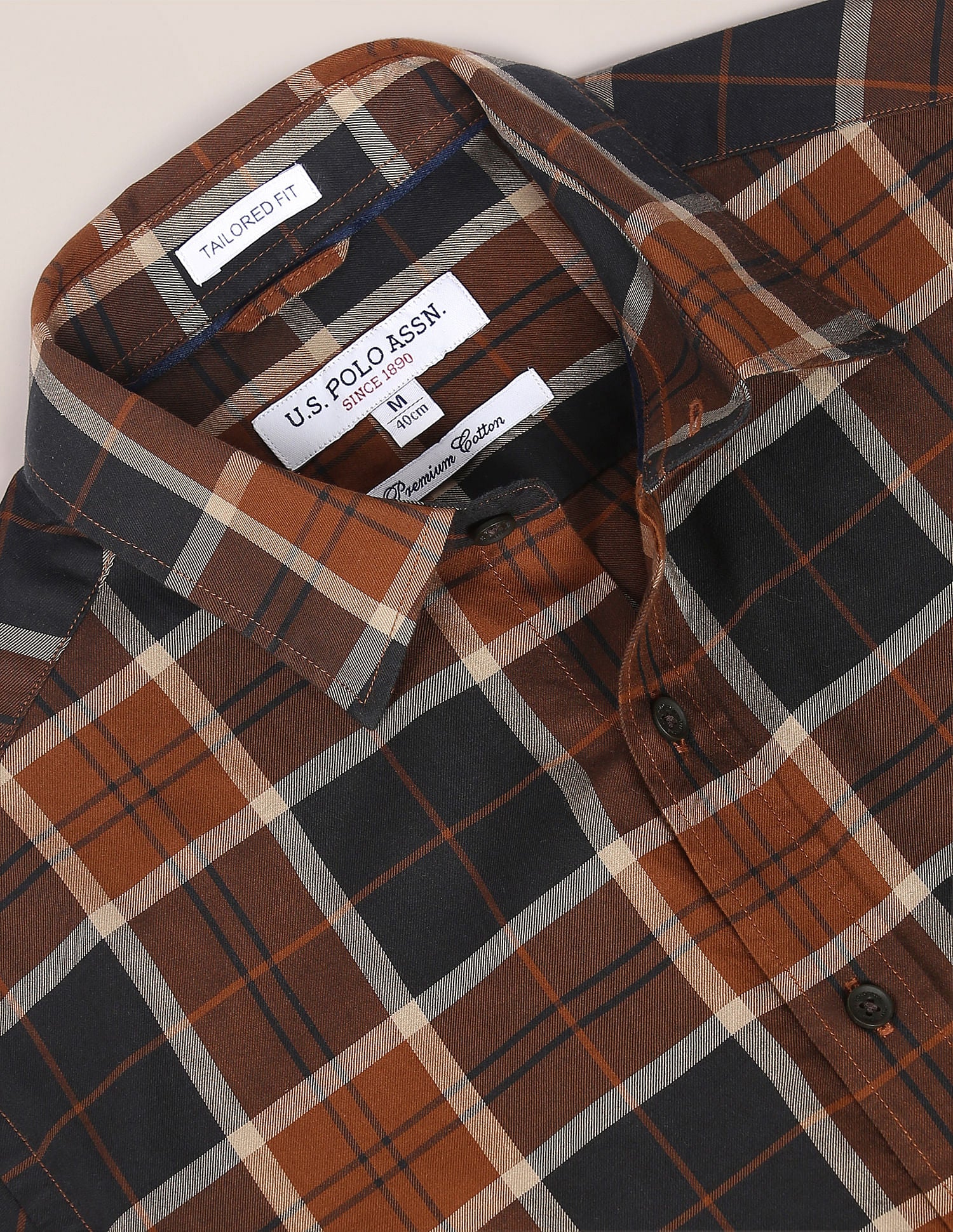 Plaid Check Twill Casual Shirt Brown - U.S. Polo Assn. India | Large