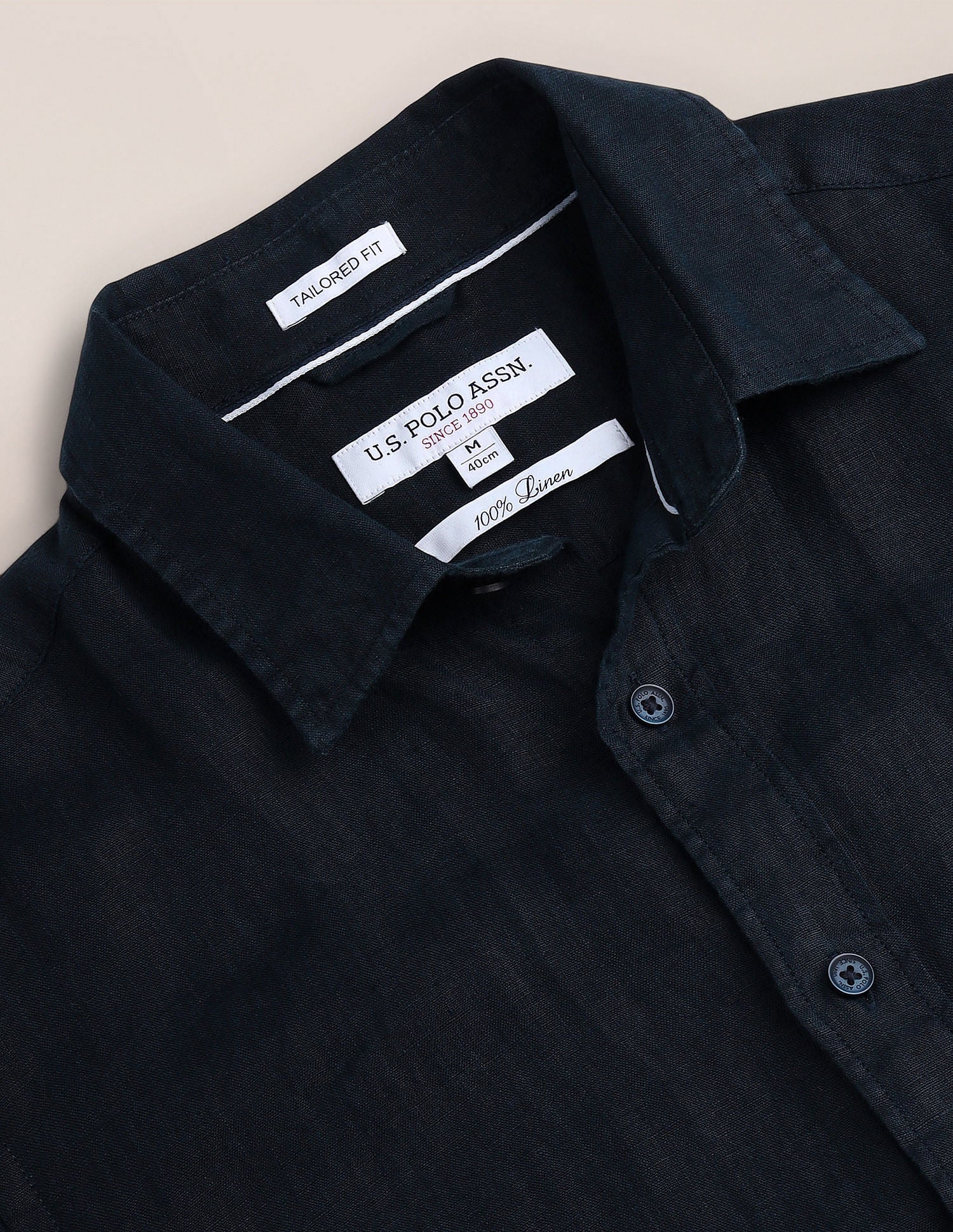 Button Down Linen Formal Shirt Navy - U.S. POLO ASSN. | Large