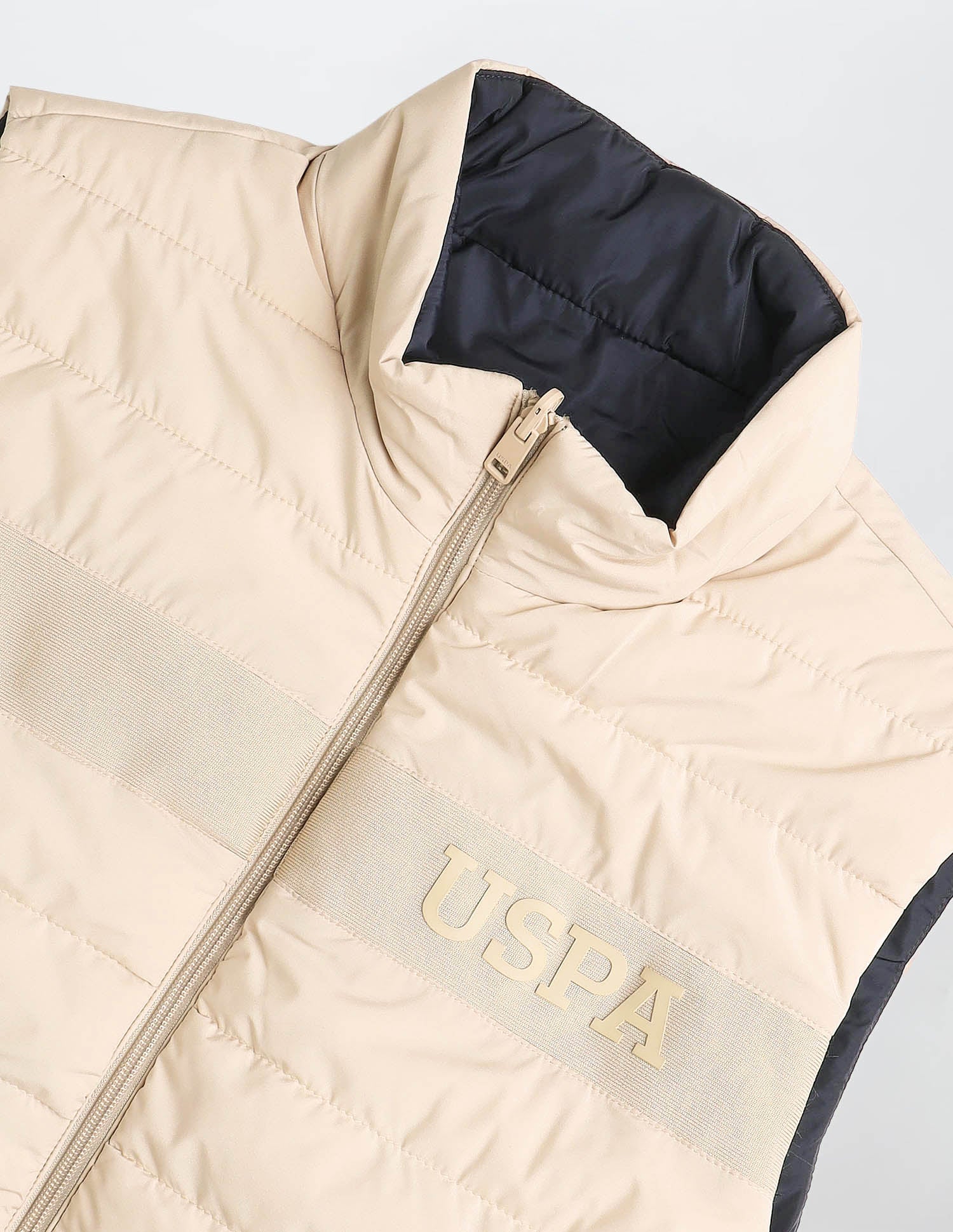 Solid Regular Fit Reversible Jacket Beige - U.S. POLO ASSN. | Large