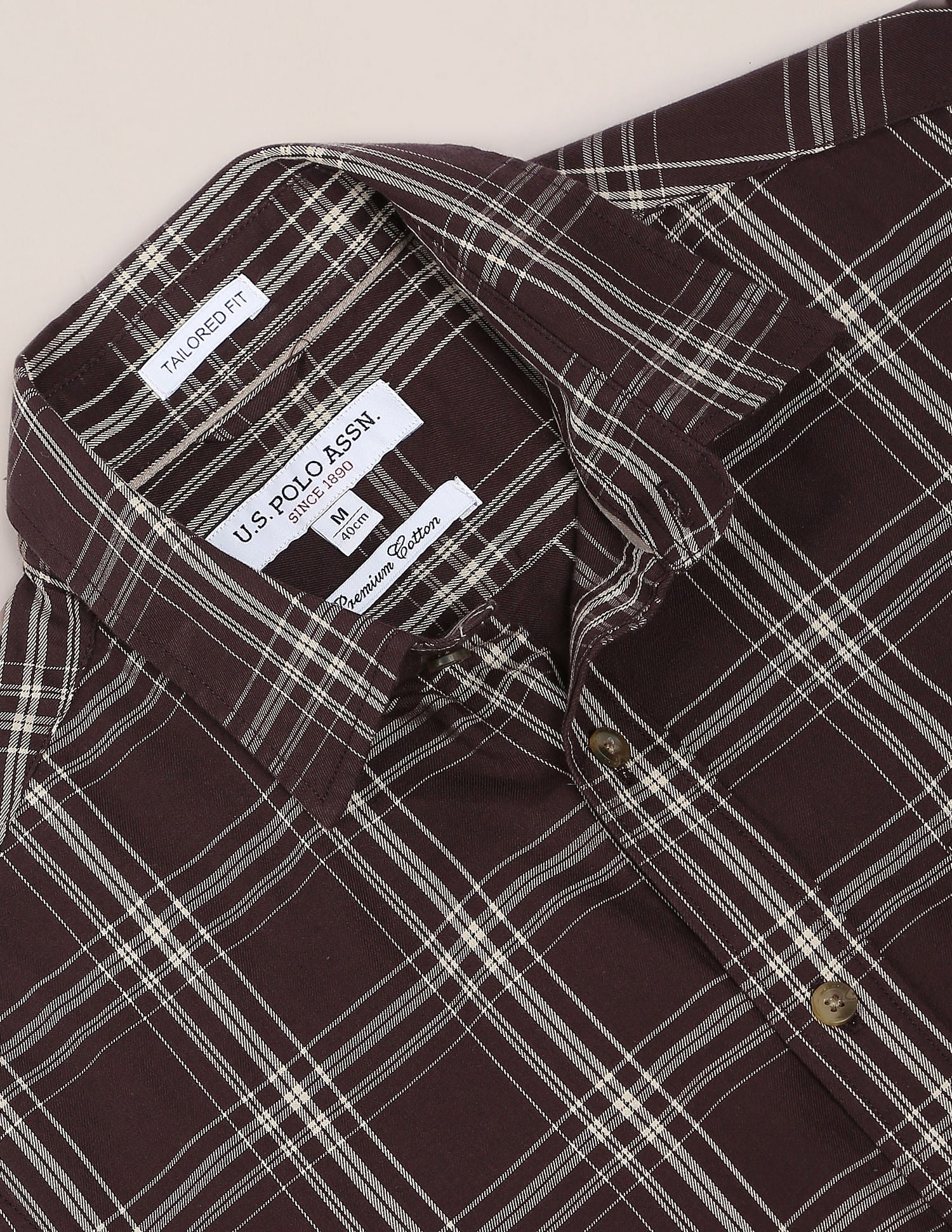 Plaid Check Twill Casual Shirt Brown - U.S. Polo Assn. India | Large