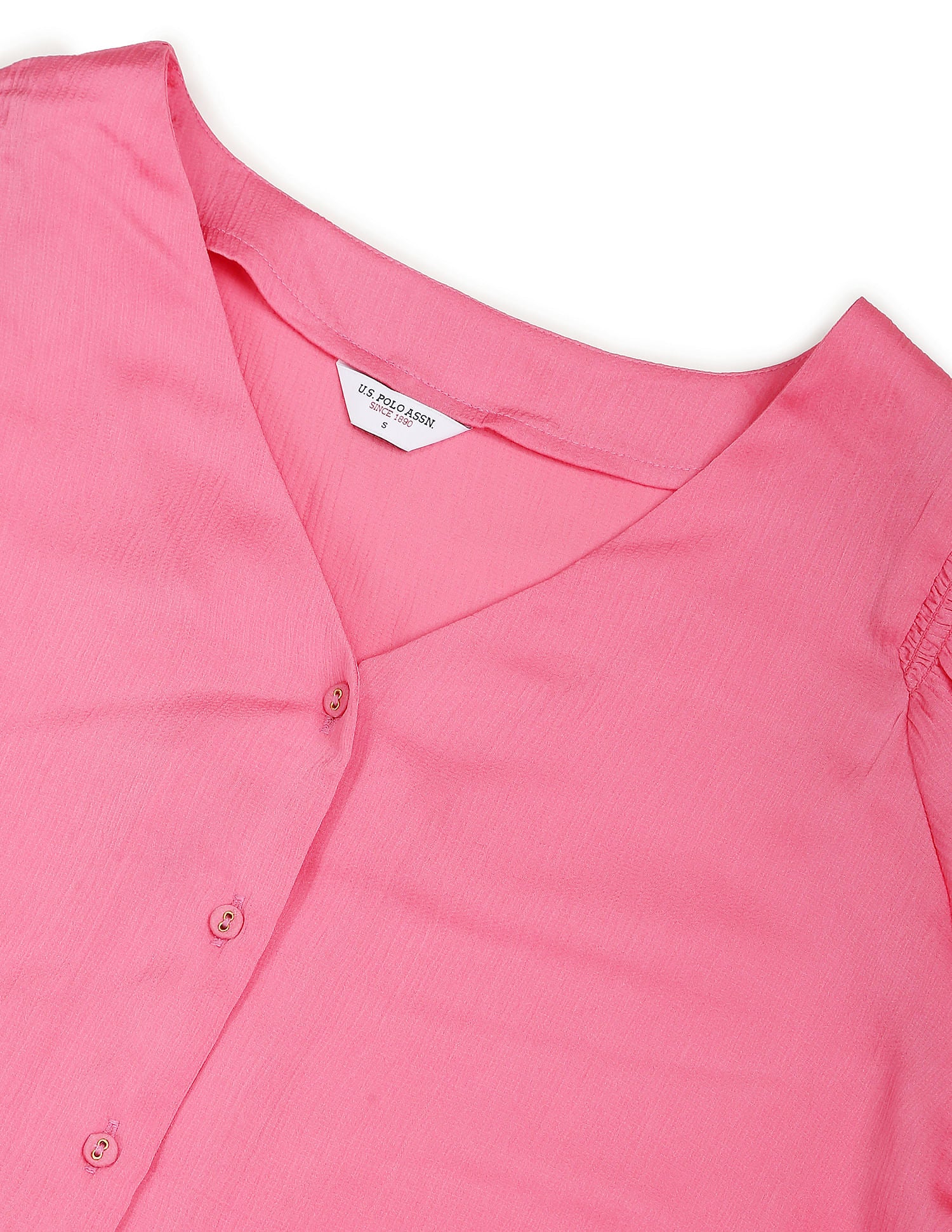 V-Neck Textured Shirt Pink - U.S. POLO ASSN. | Large