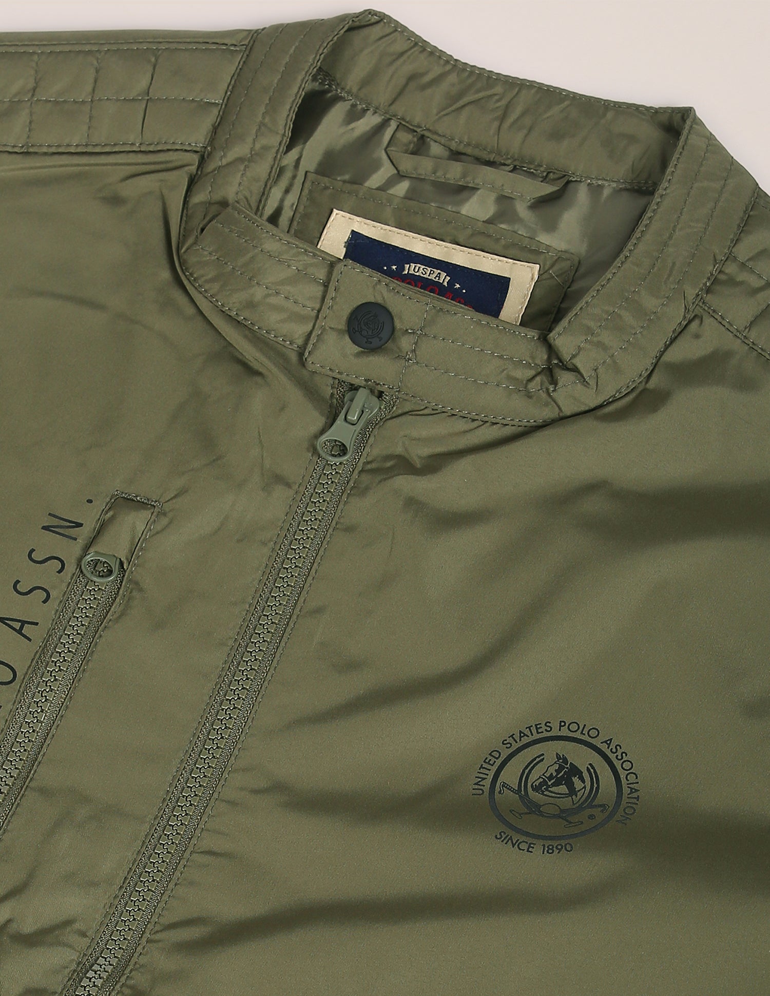 Stand Collar Windcheater Jacket Olive - U.S. Polo Assn. India | Large