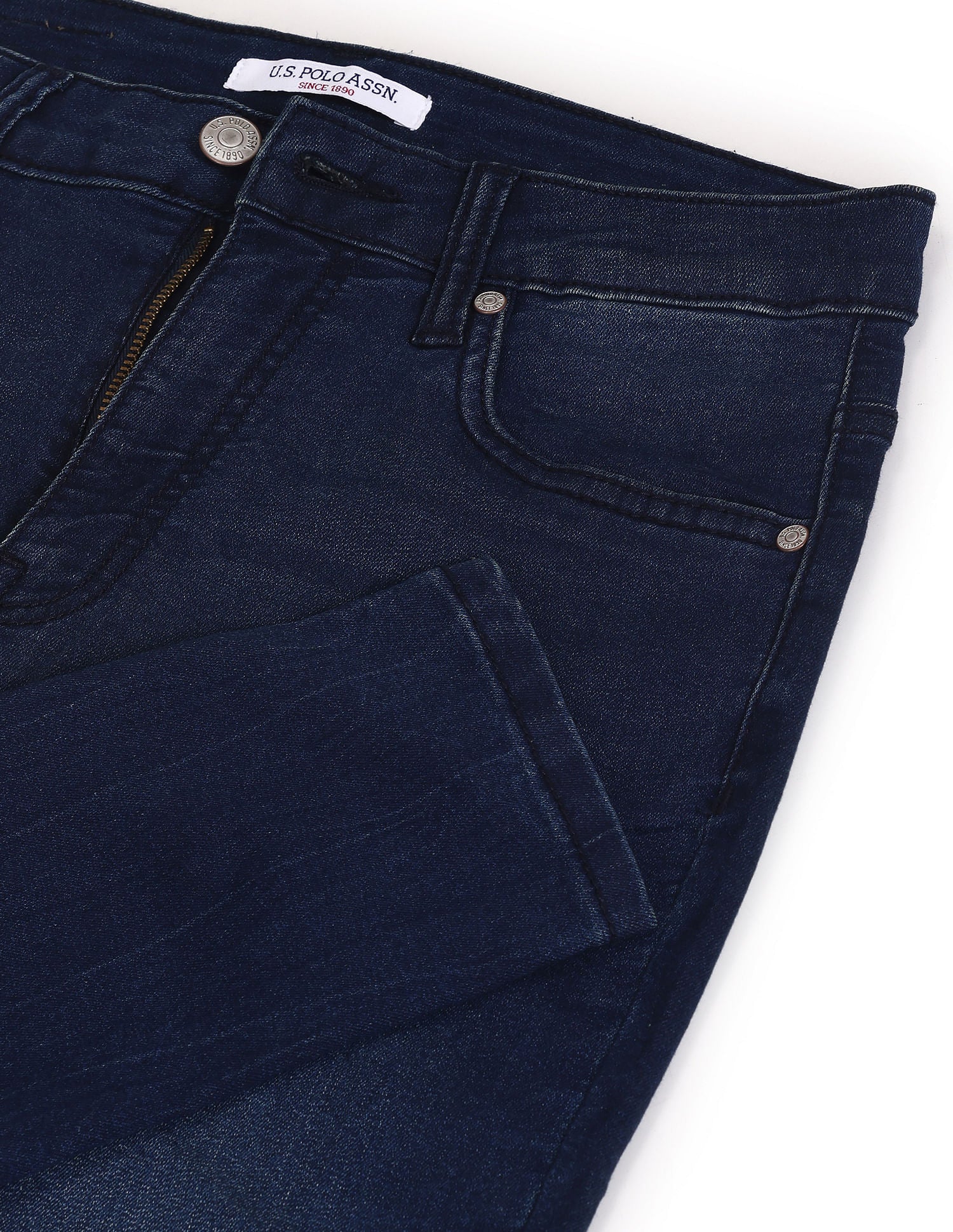 High Rise Stone Wash Jeans Dark Blue - U.S. POLO ASSN. | Large