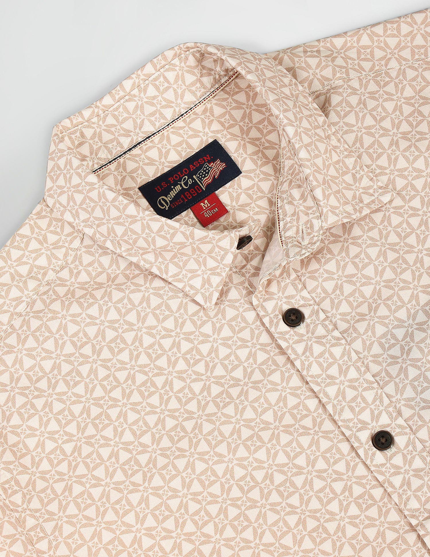 Cutaway Collar Geometric Print Shirt Mustard - U.S. Polo Assn. India | Large