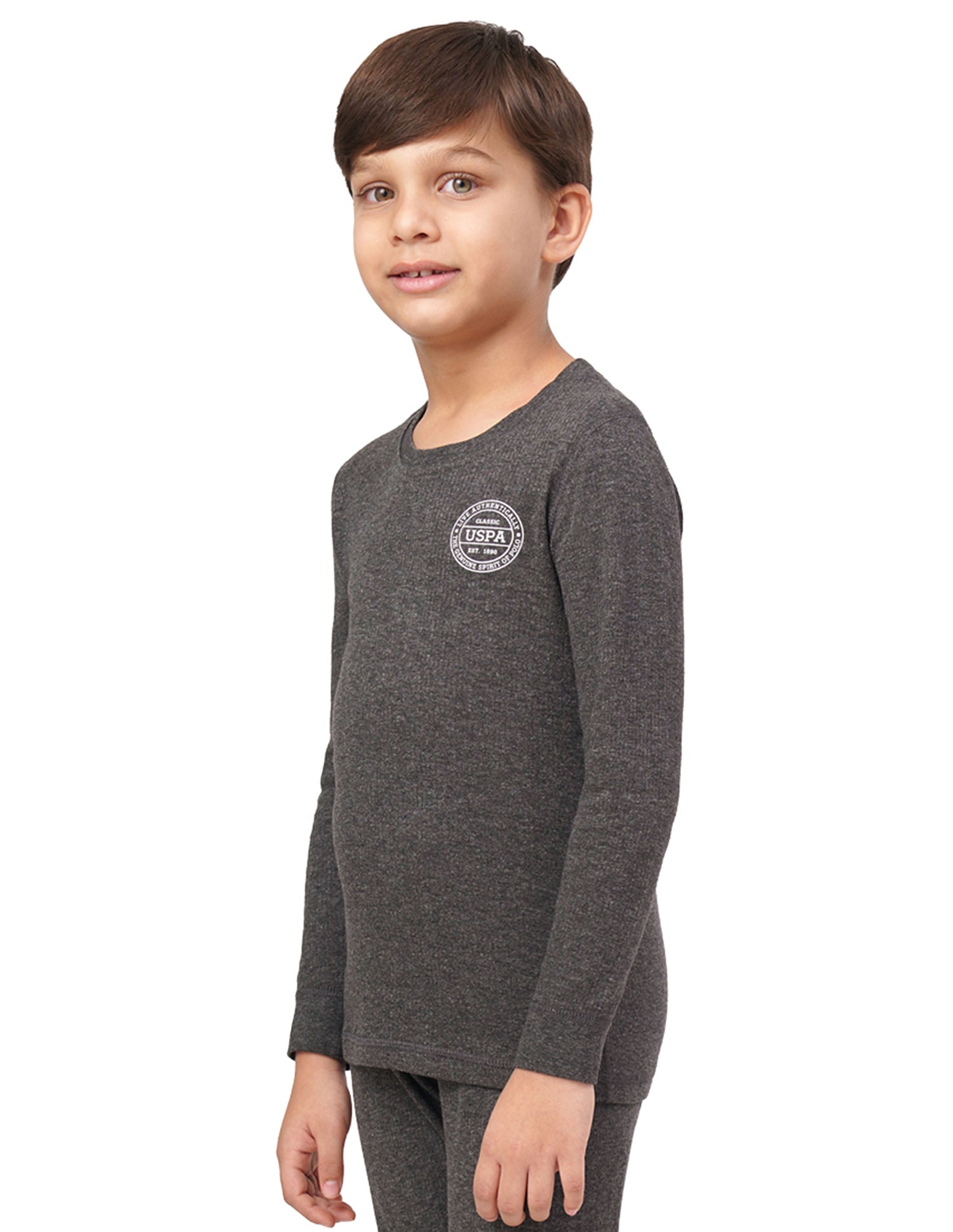 Tri Blend Crew Neck IKWA Thermal T-Shirt - Pack Of 1 Dark Grey - U.S. POLO ASSN. | Large