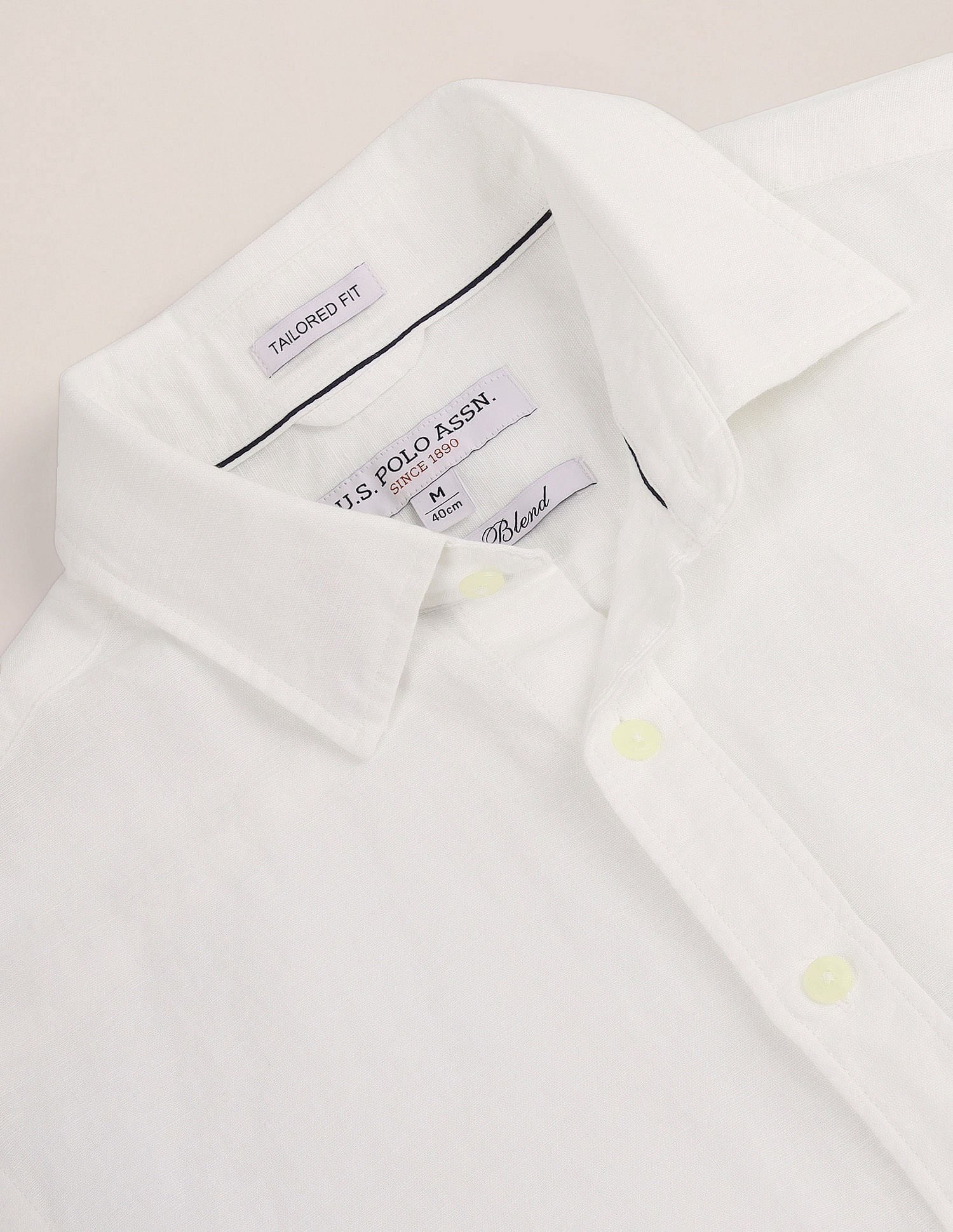 Tailored Fit Linen Blend Shirt White - U.S. POLO ASSN. | Large