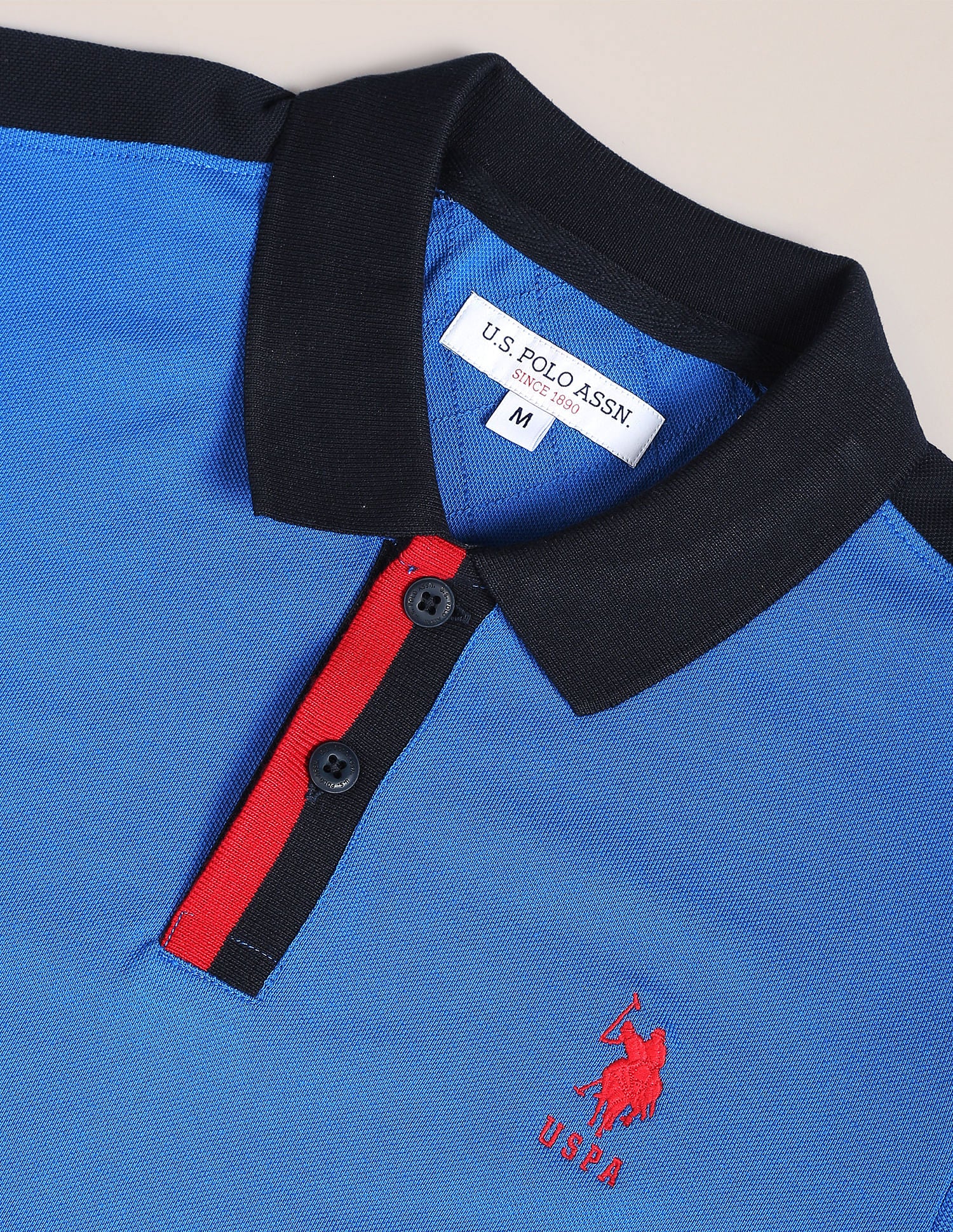 Striped Sleeve Cotton Polo Shirt Blue - U.S. Polo Assn. India | Large