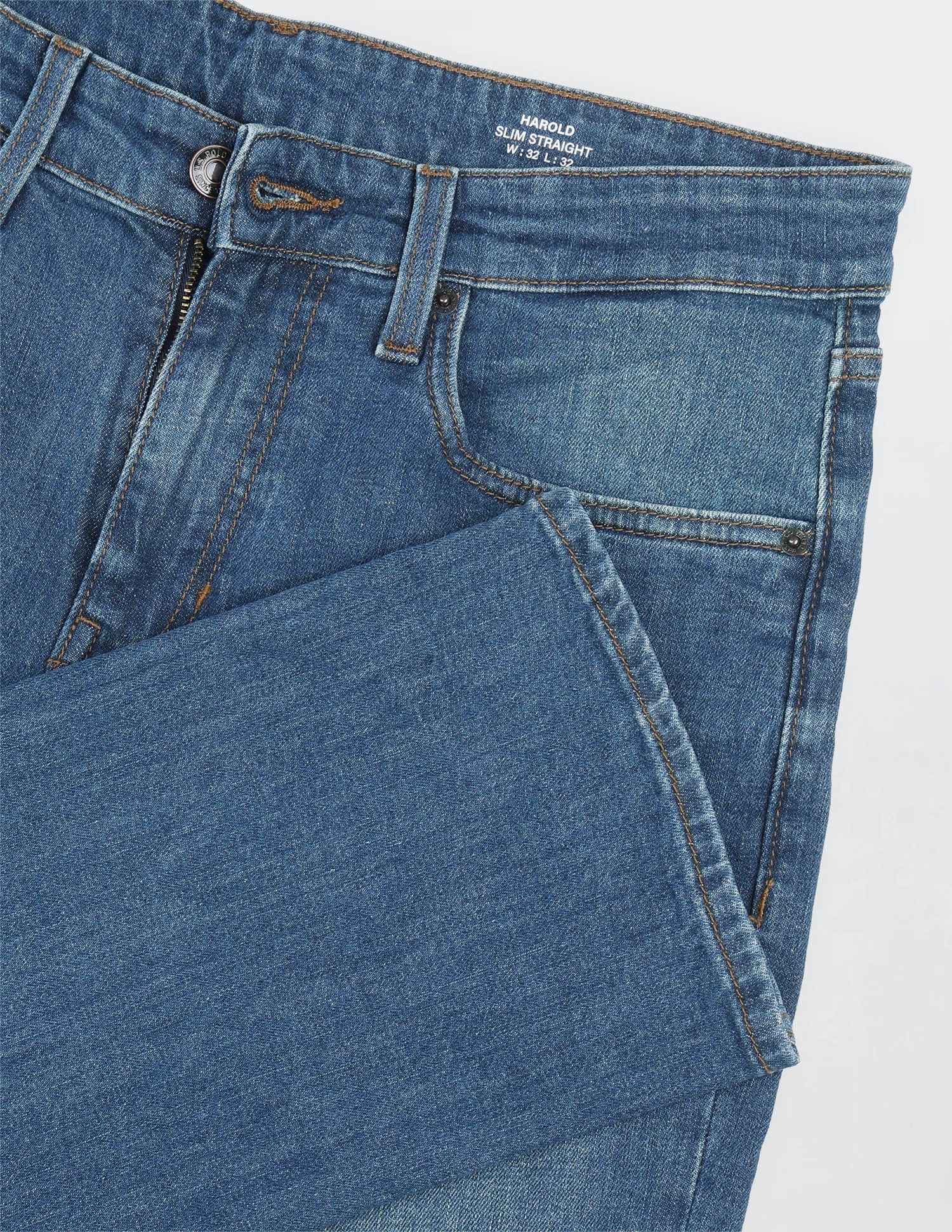 Harold Slim Straight Fit Blue Jeans Med Blue - U.S. Polo Assn. India | Large