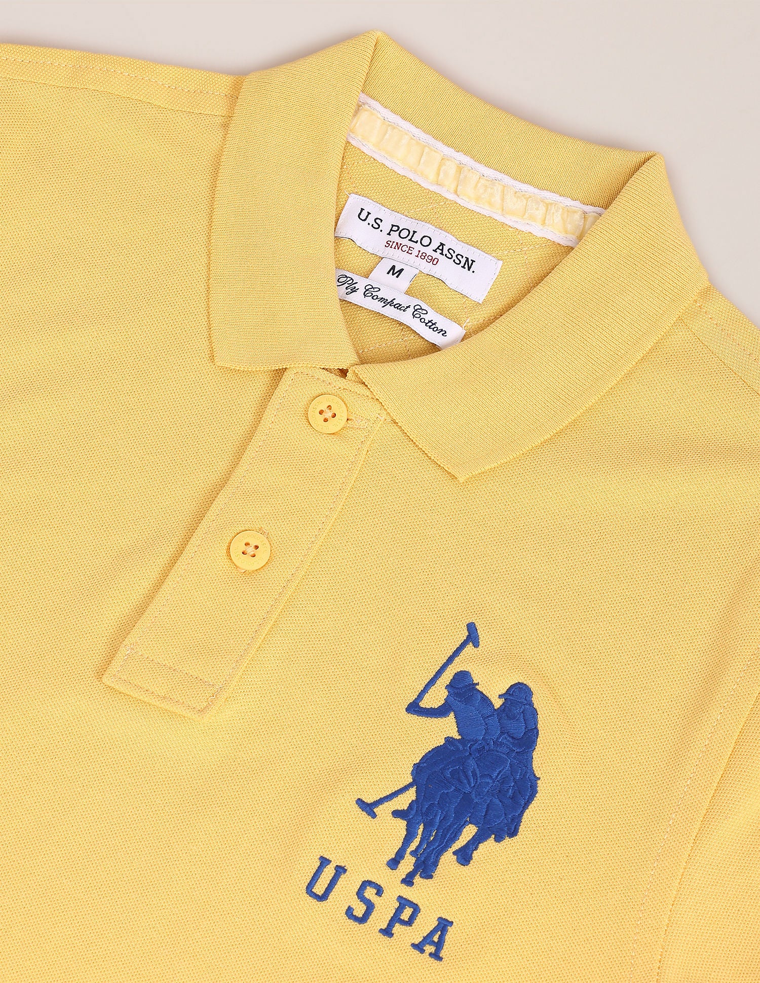 Compact Cotton Logo Polo Shirt Yellow - U.S. POLO ASSN. | Large