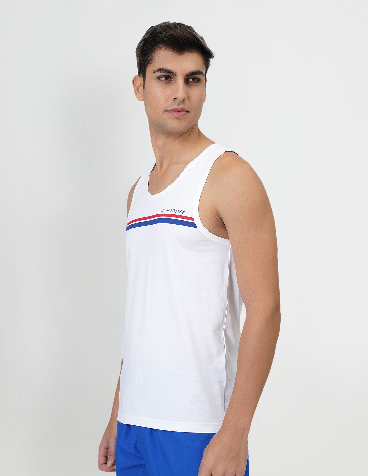Striped Cotton EV005 Vest - Pack Of 1 White - U.S. POLO ASSN. | Large